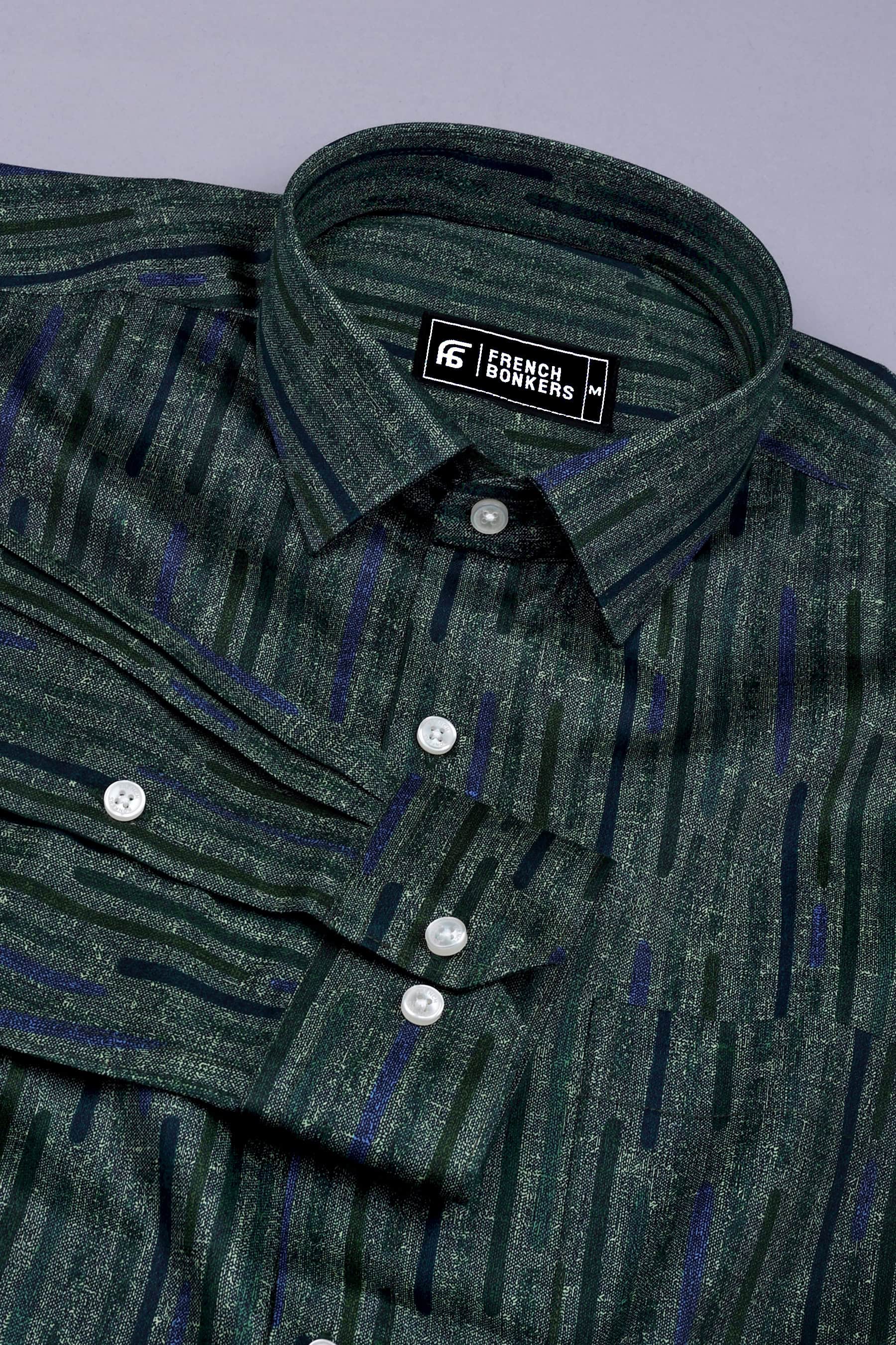 Green Stick Printed Cotton Shirt