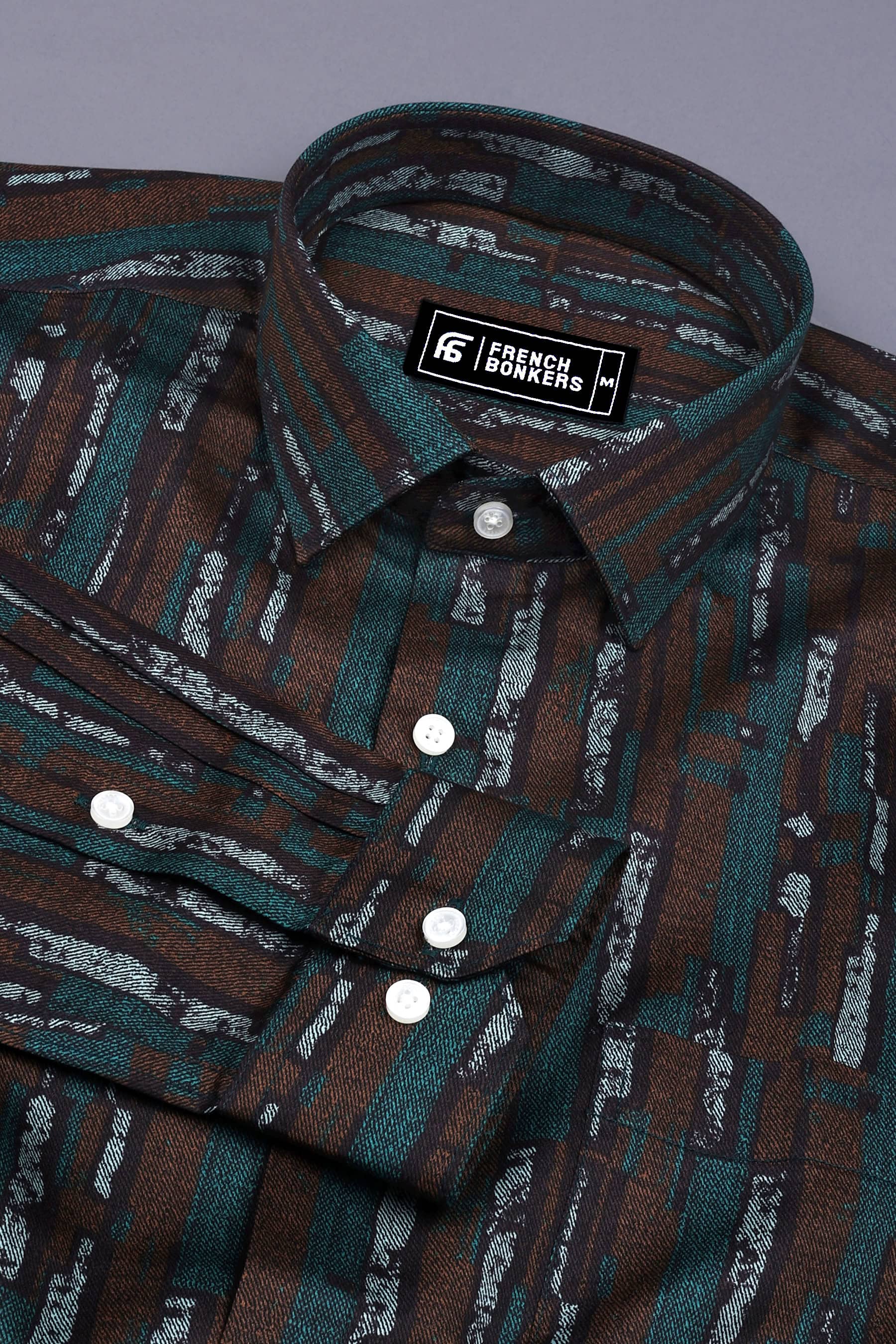 Rainbow Rama Green With Brown Printed Shirt