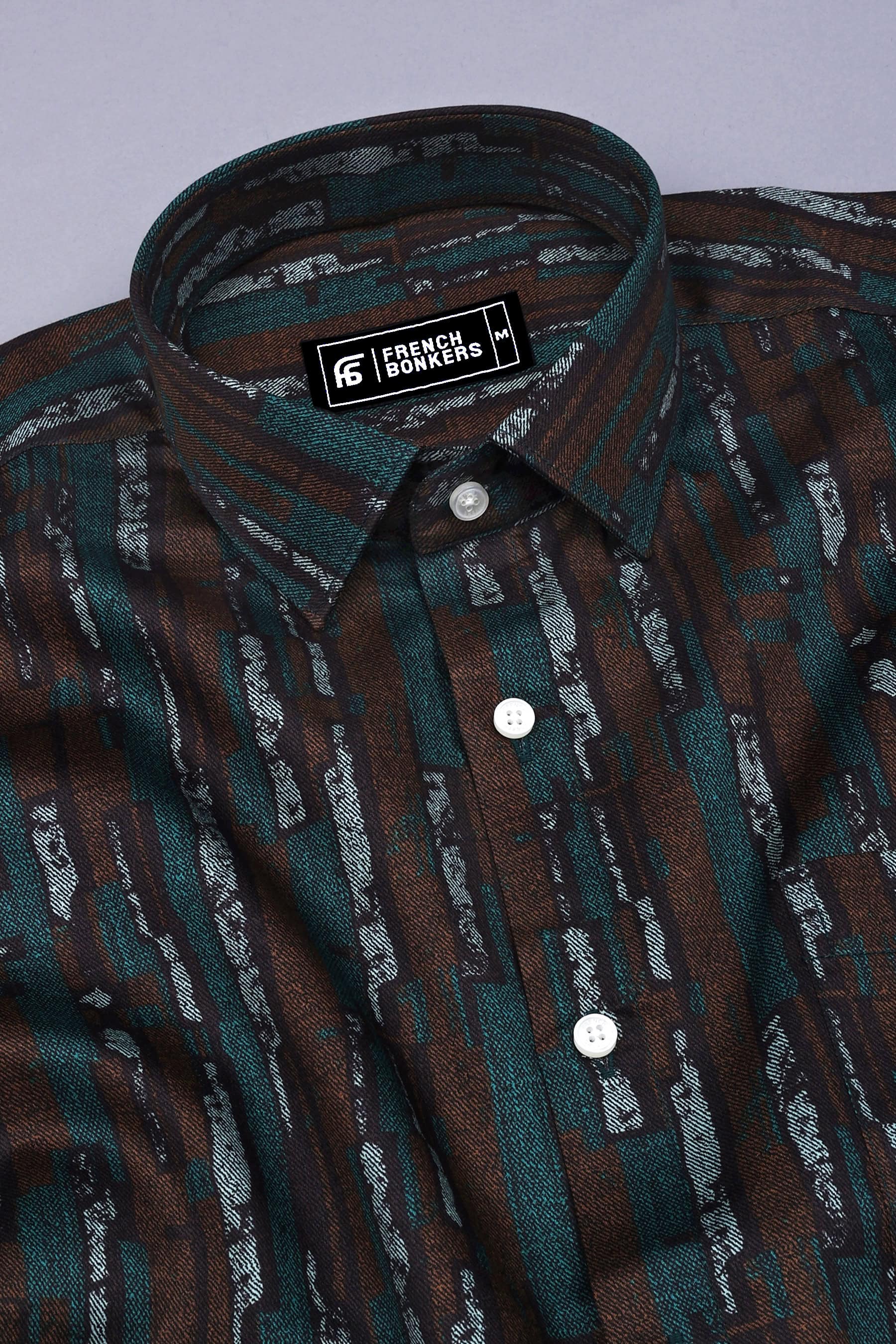 Rainbow Rama Green With Brown Printed Shirt
