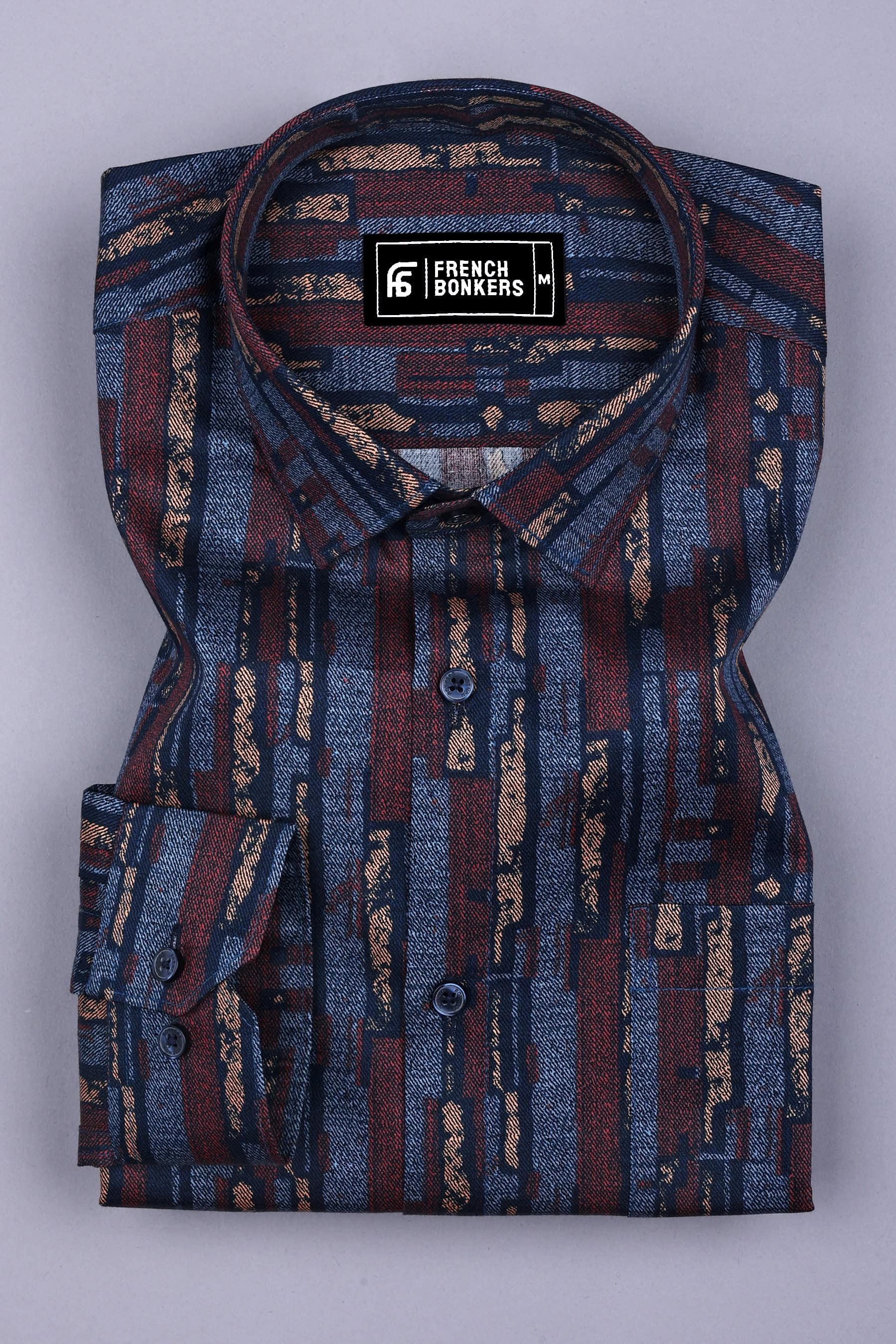 Rainbow Blue With Brown Printed Shirt