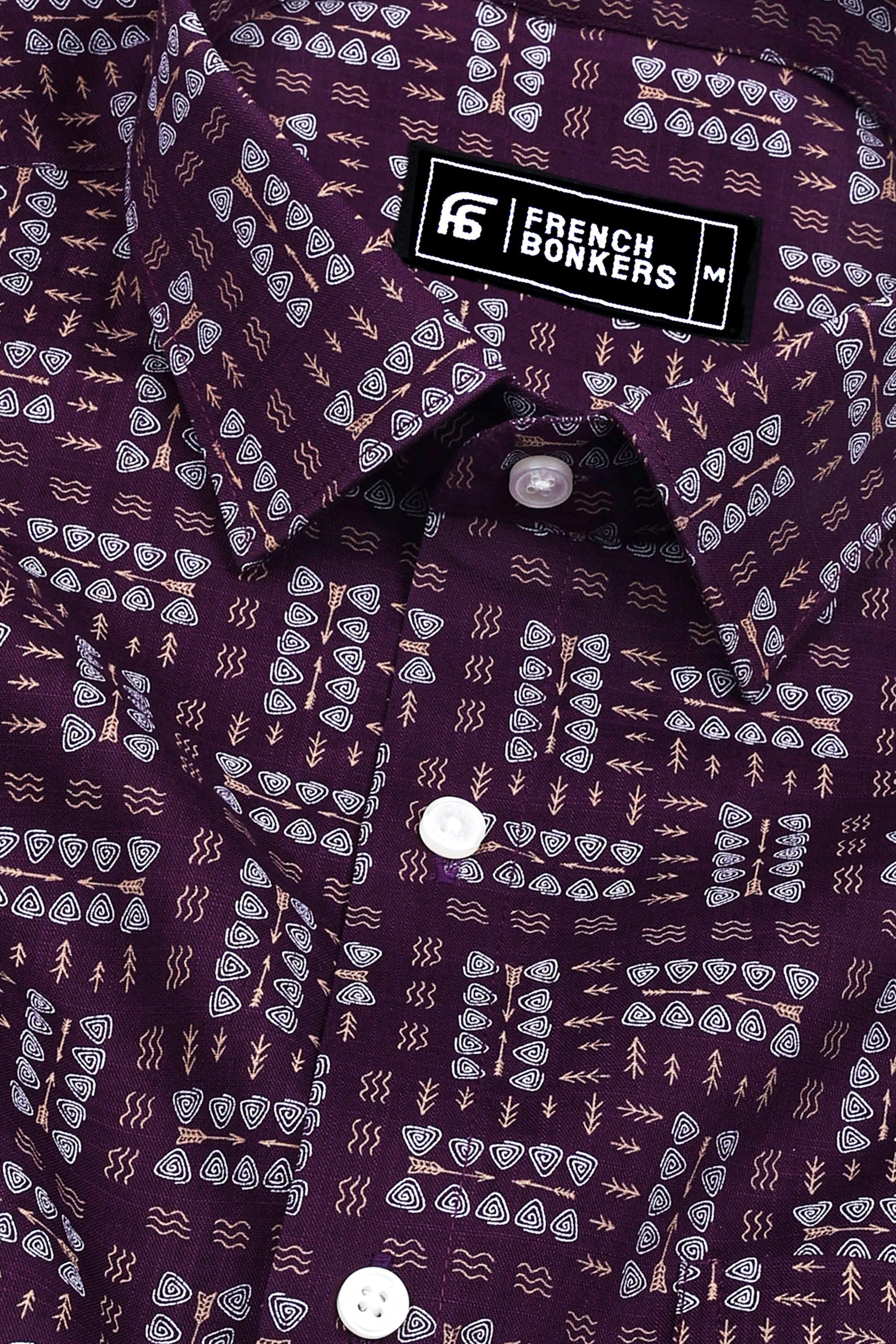 Purple With White Printed Shirt