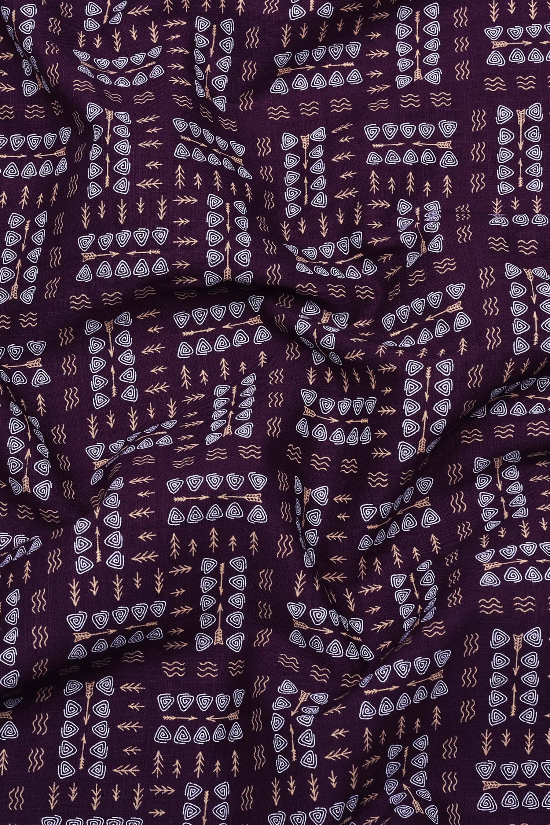 Purple With White Printed Shirt