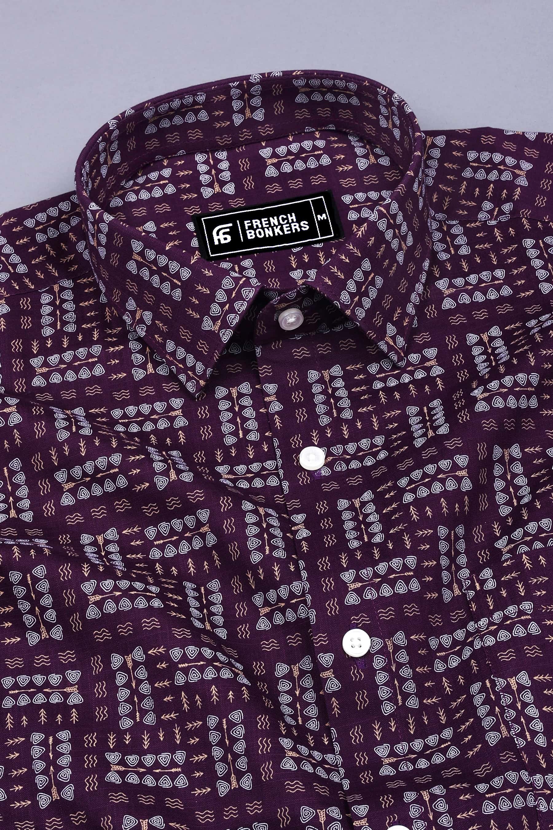 Purple With White Printed Shirt