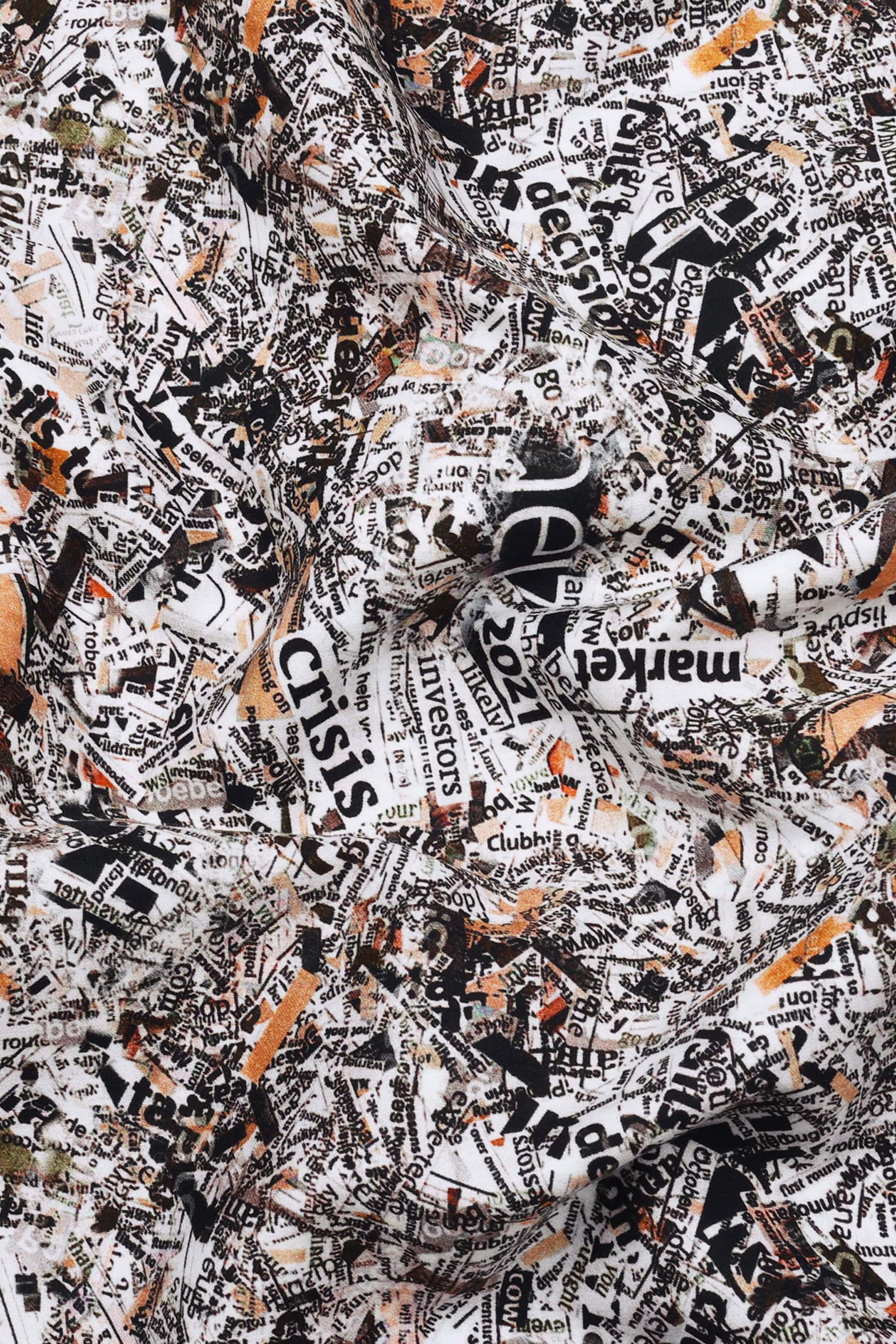 Multicolor Newspaper Printed Cotton Shirt