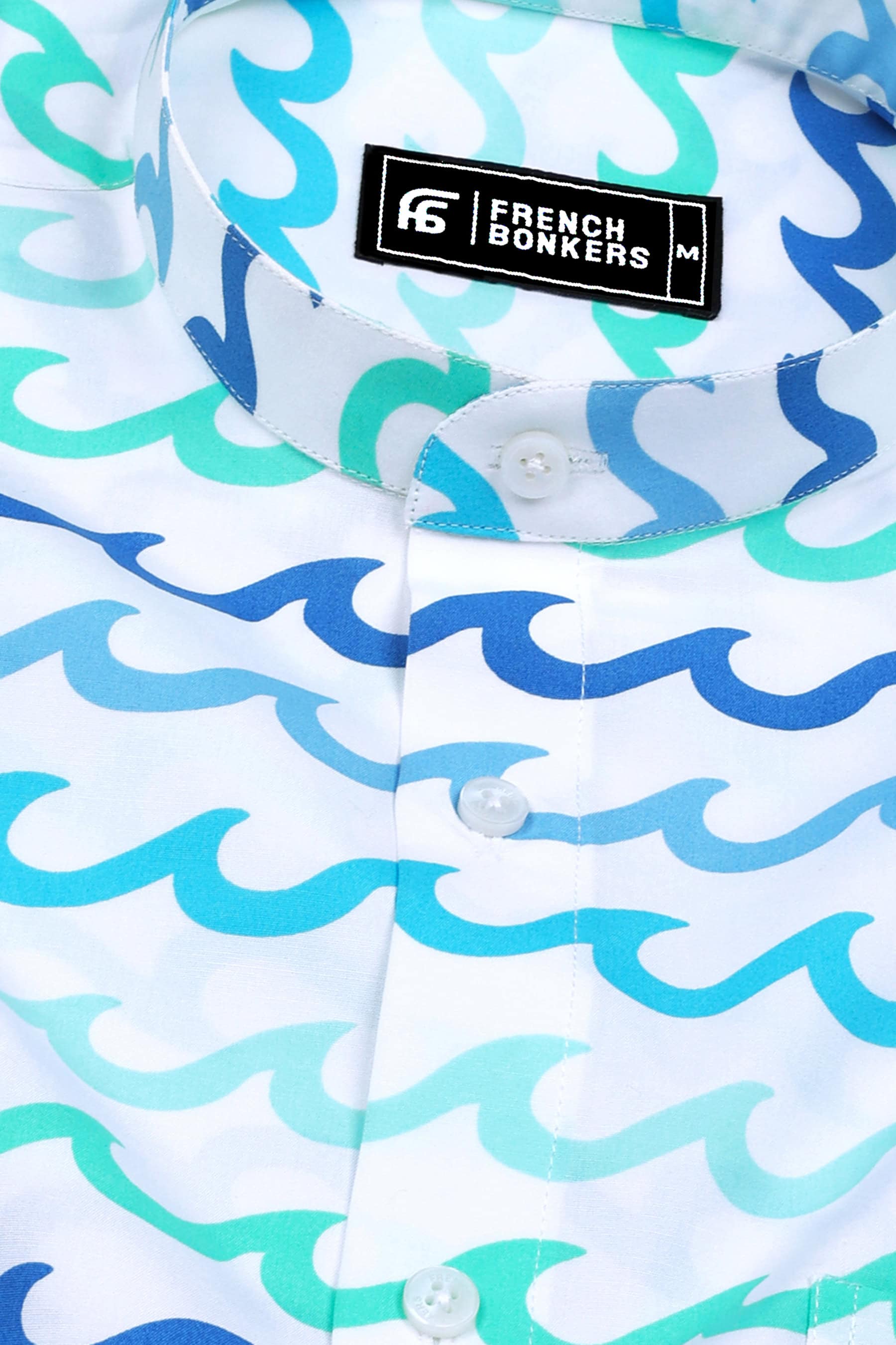 White With Multicolor Waves Printed Shirt