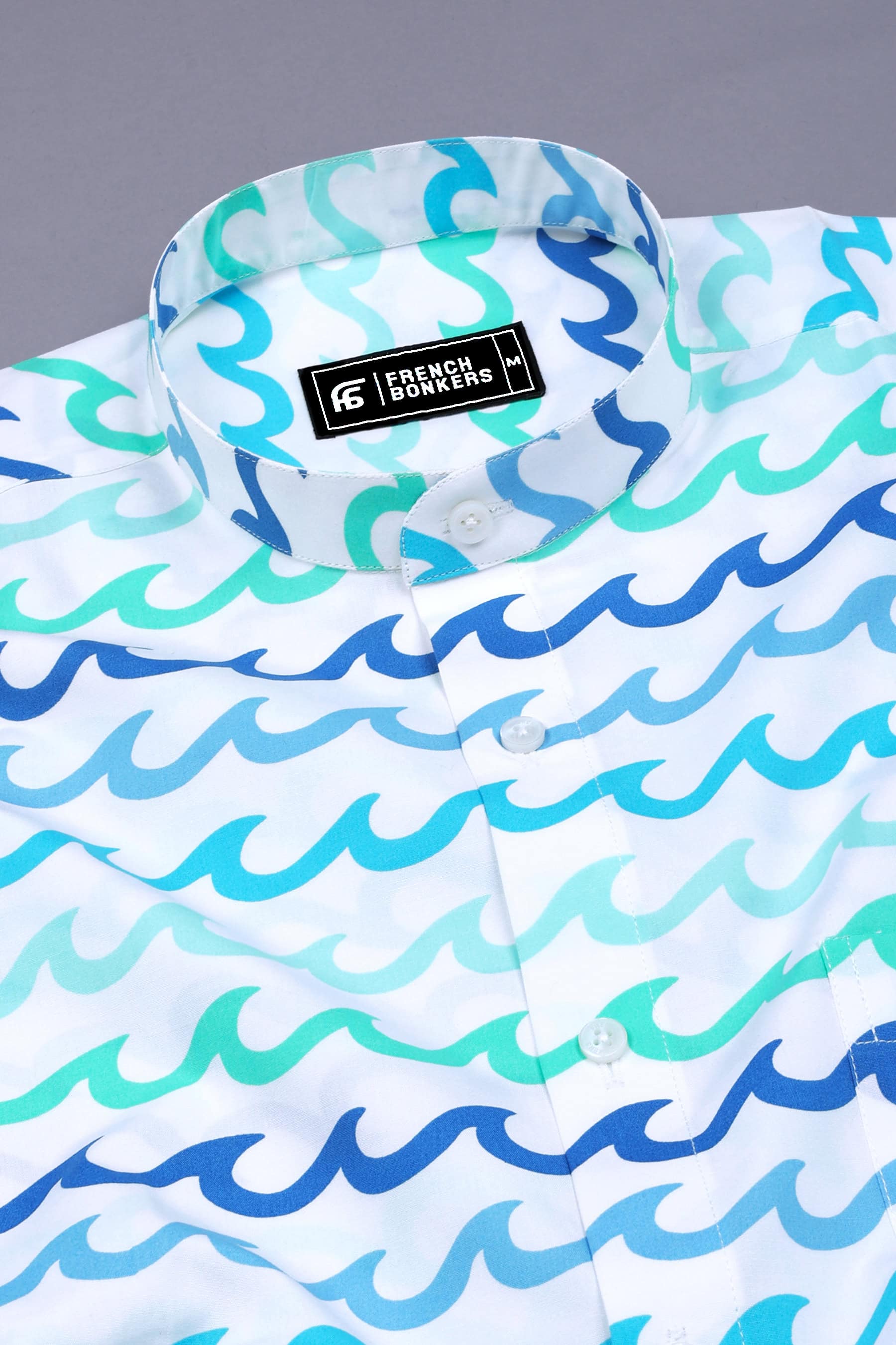 White With Multicolor Waves Printed Shirt