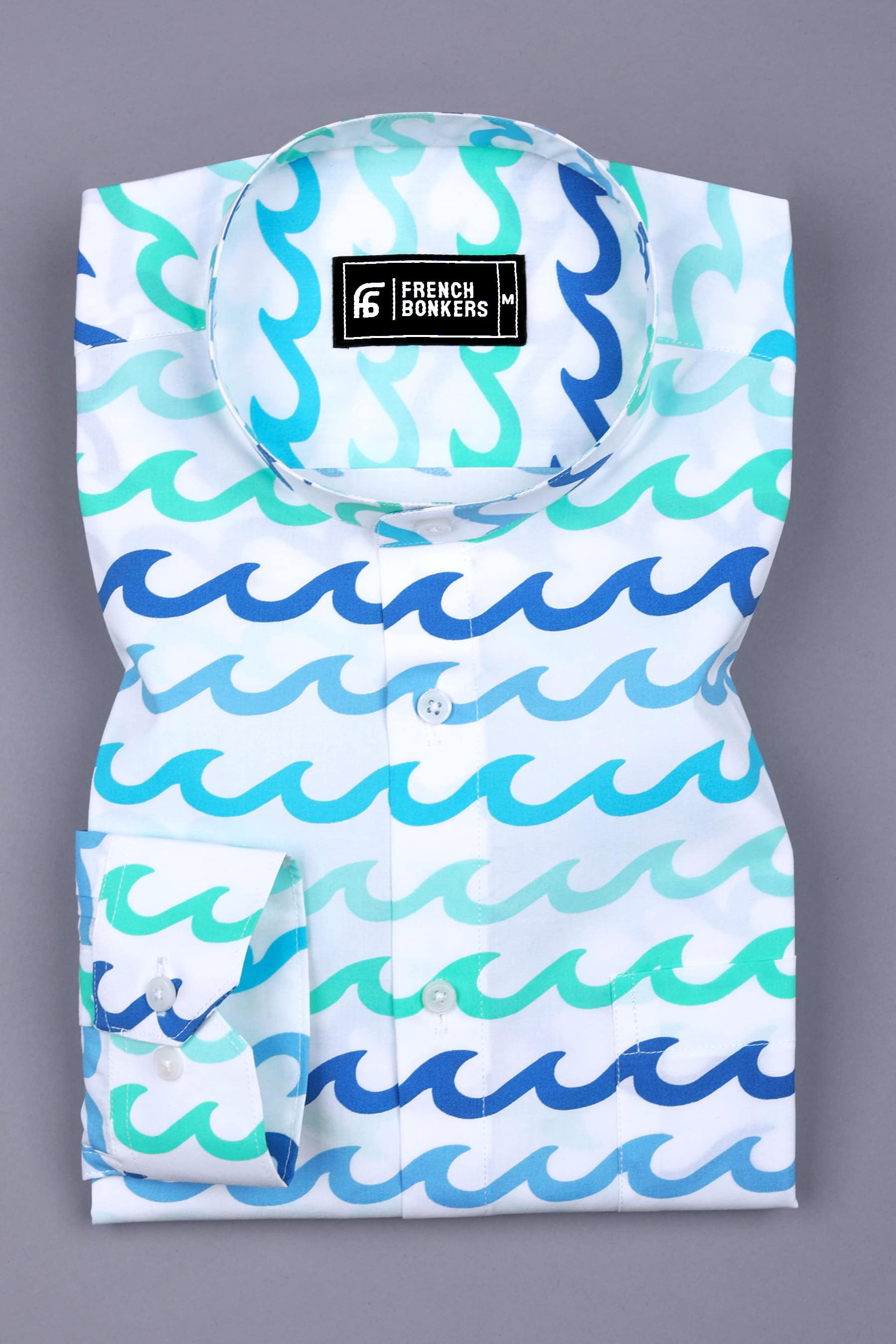 White With Multicolor Waves Printed Shirt