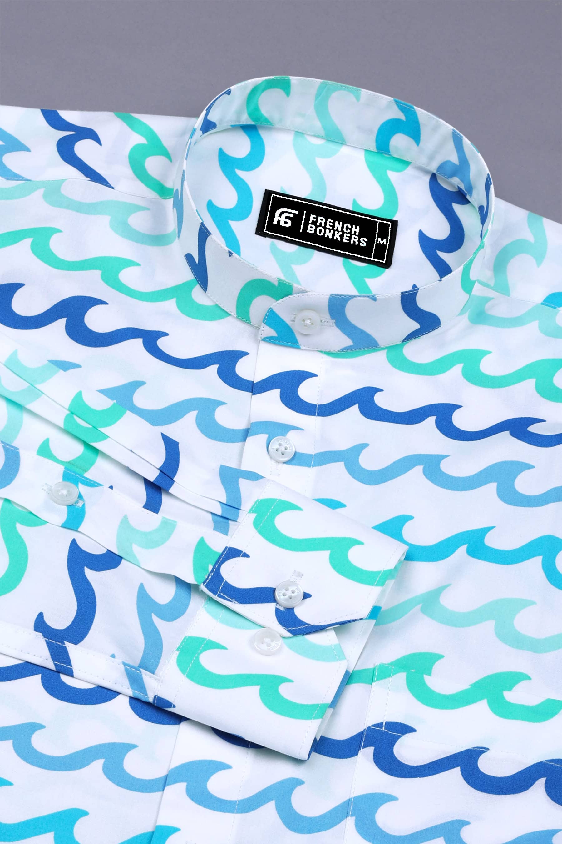 White With Multicolor Waves Printed Shirt