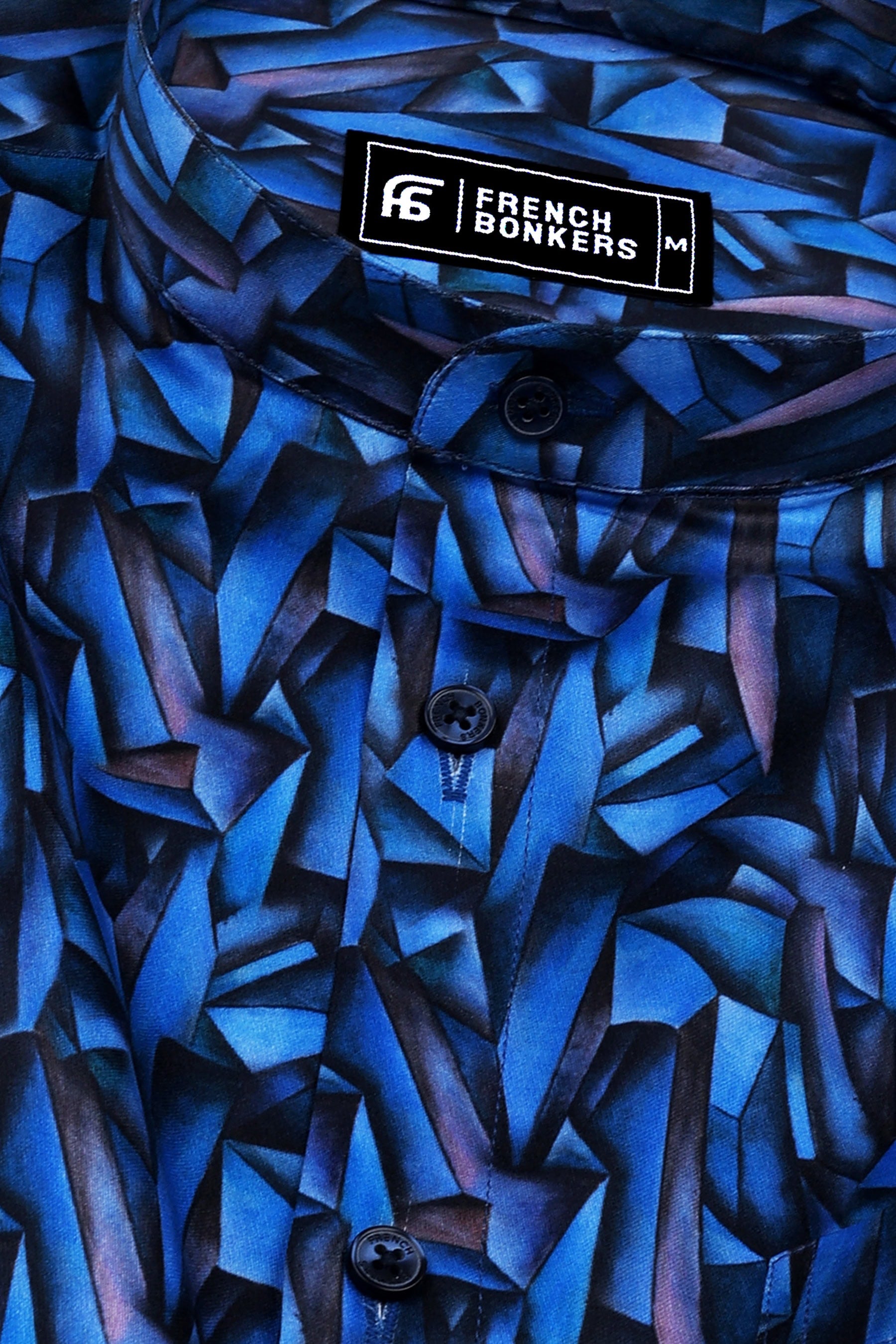 Blue Geometric Print Cotton Shirt