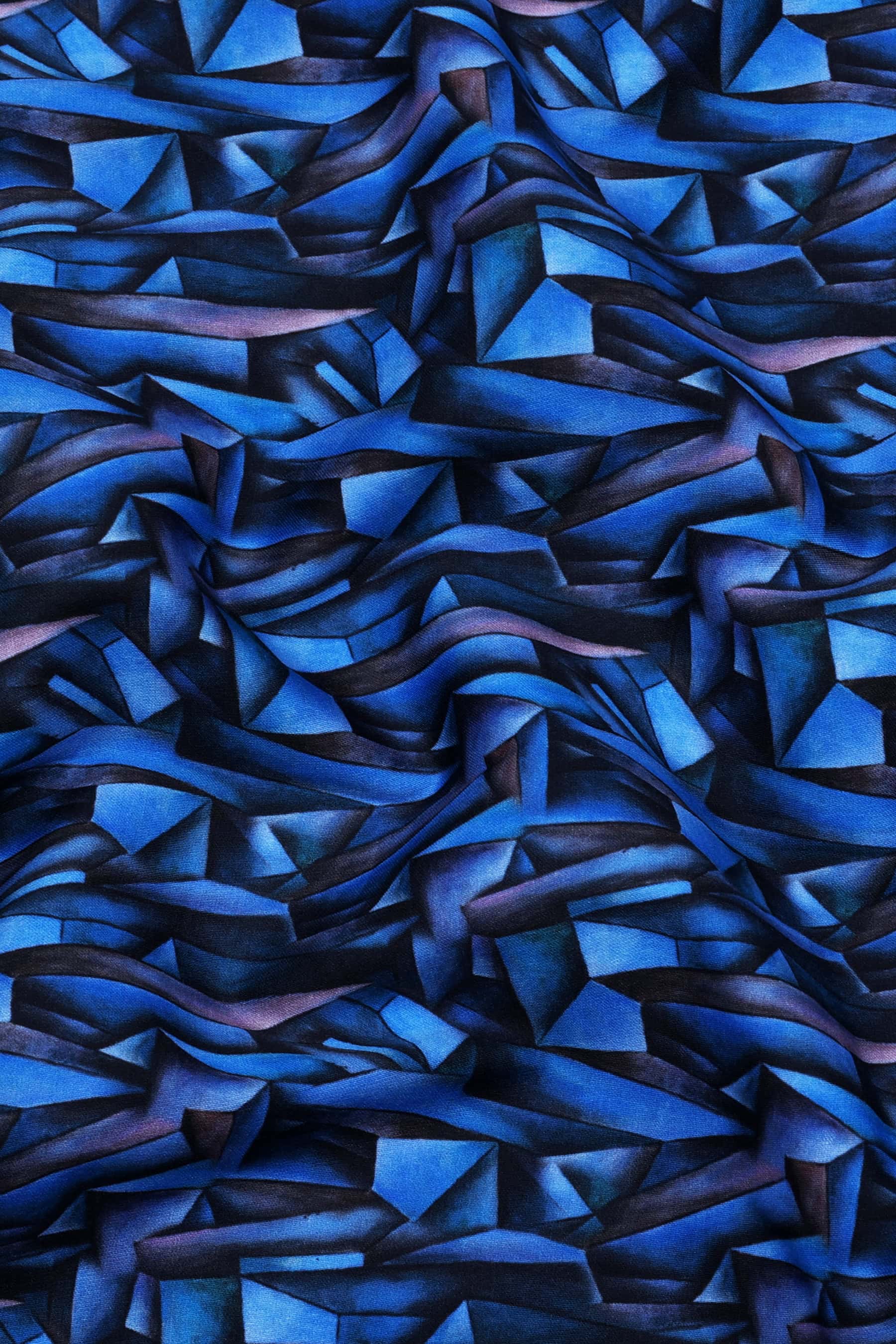 Blue Geometric Print Cotton Shirt