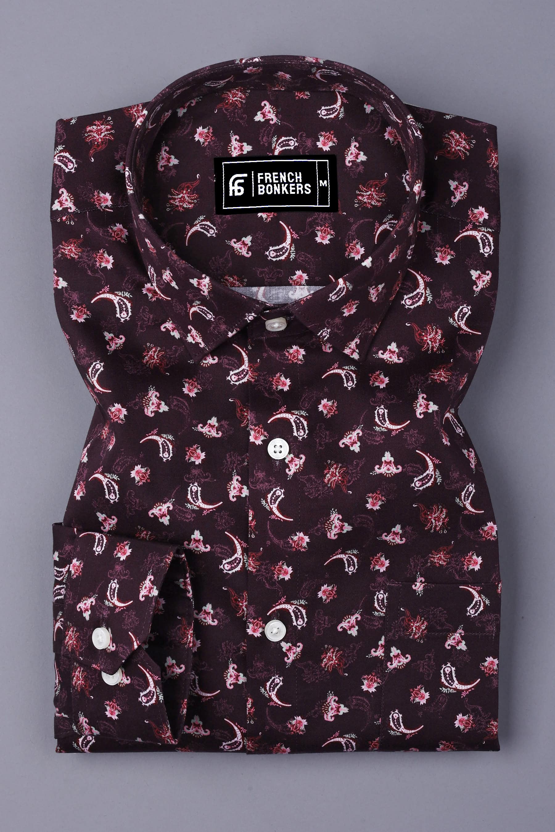 Purple With Light Pink Floral Printed Shirt