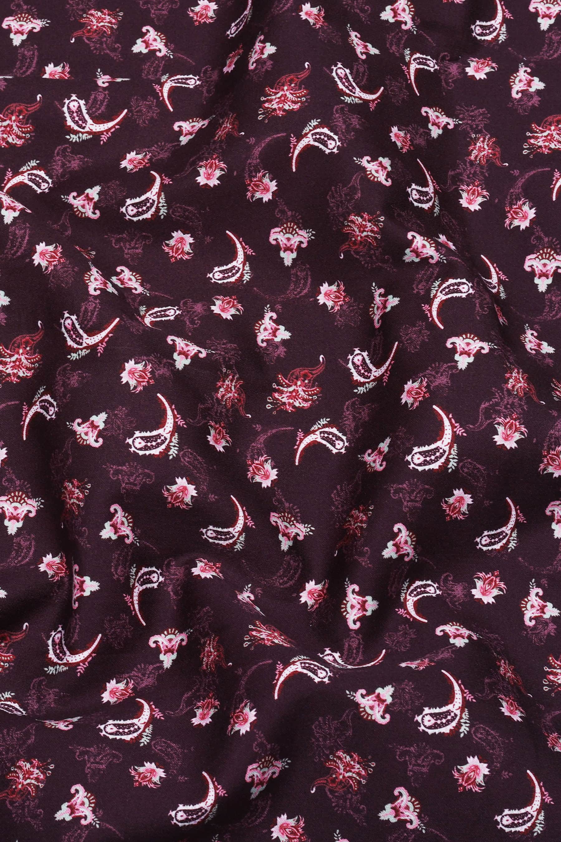 Purple With Light Pink Floral Printed Shirt