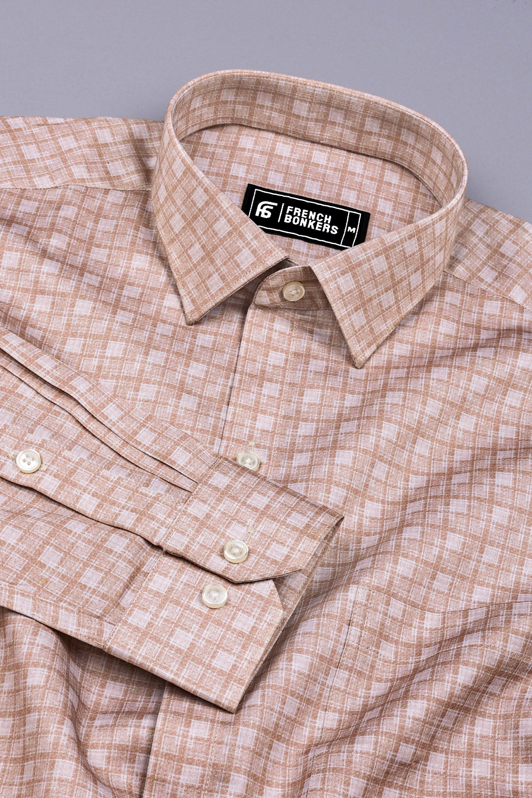 Desert Sand Check Pattern Printed Cotton Shirt