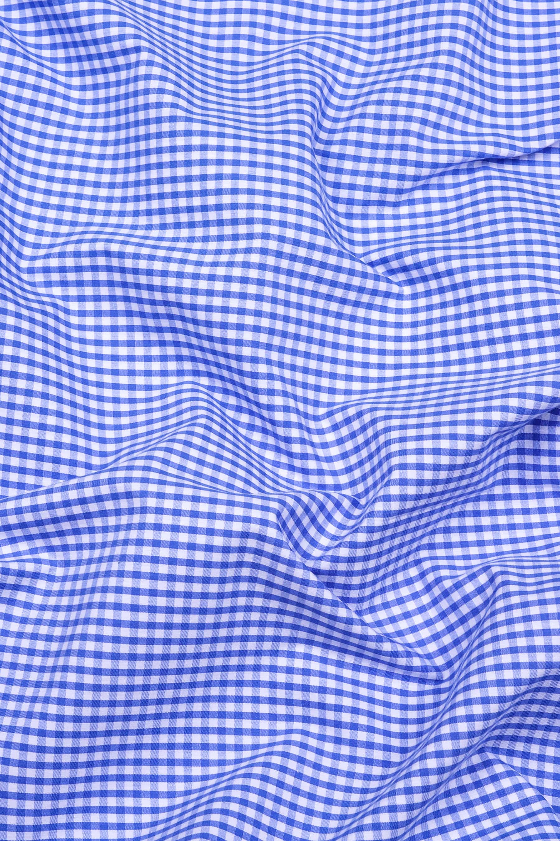 Blue With Light White Pin Check Cotton Shirt