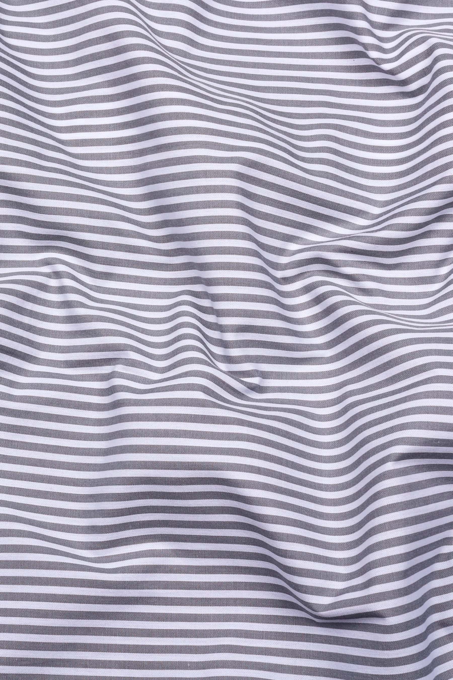 White With Gray Pencil Stripe Cotton Shirt