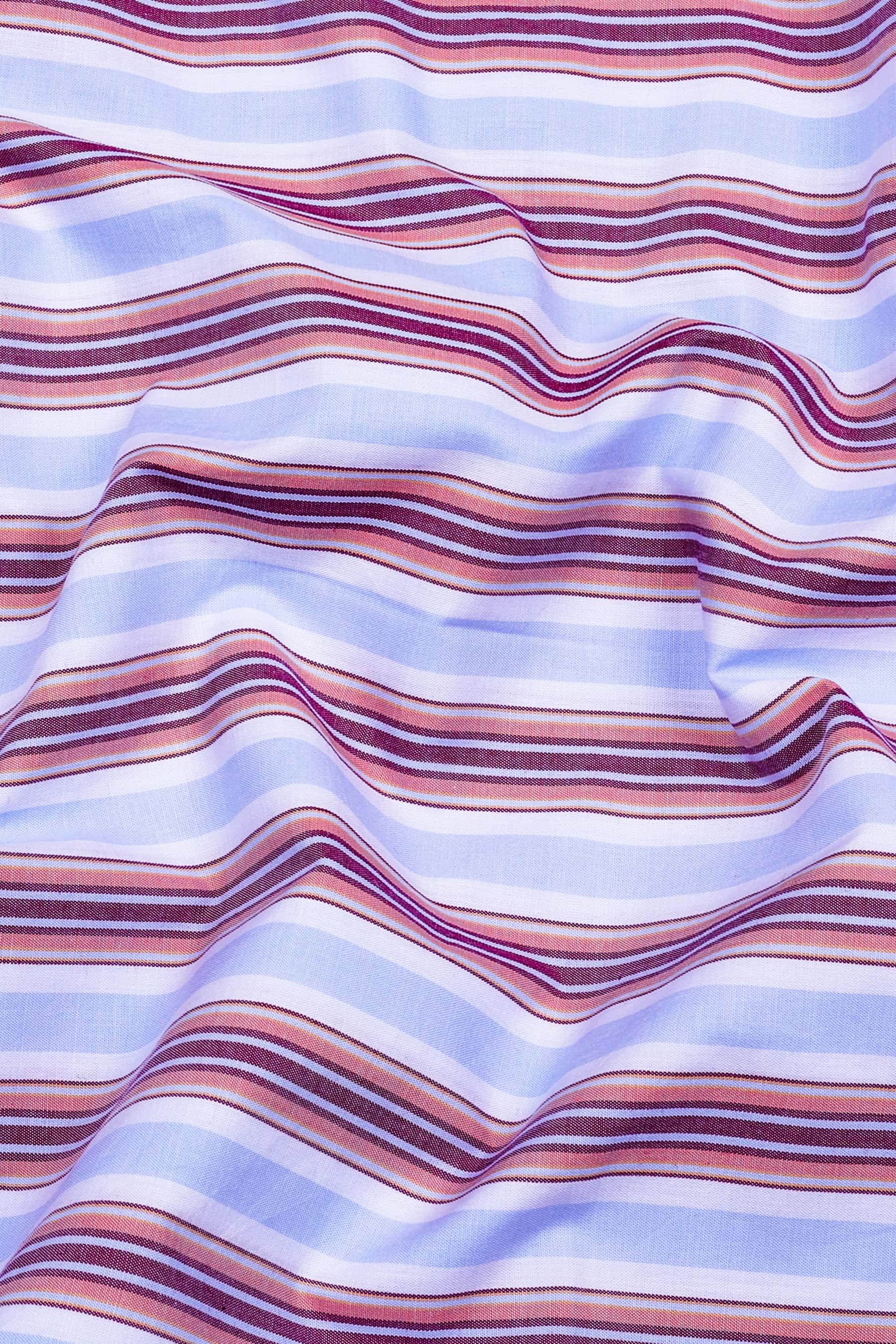 Sky Blue With Multicolor Stripe Cotton Shirt