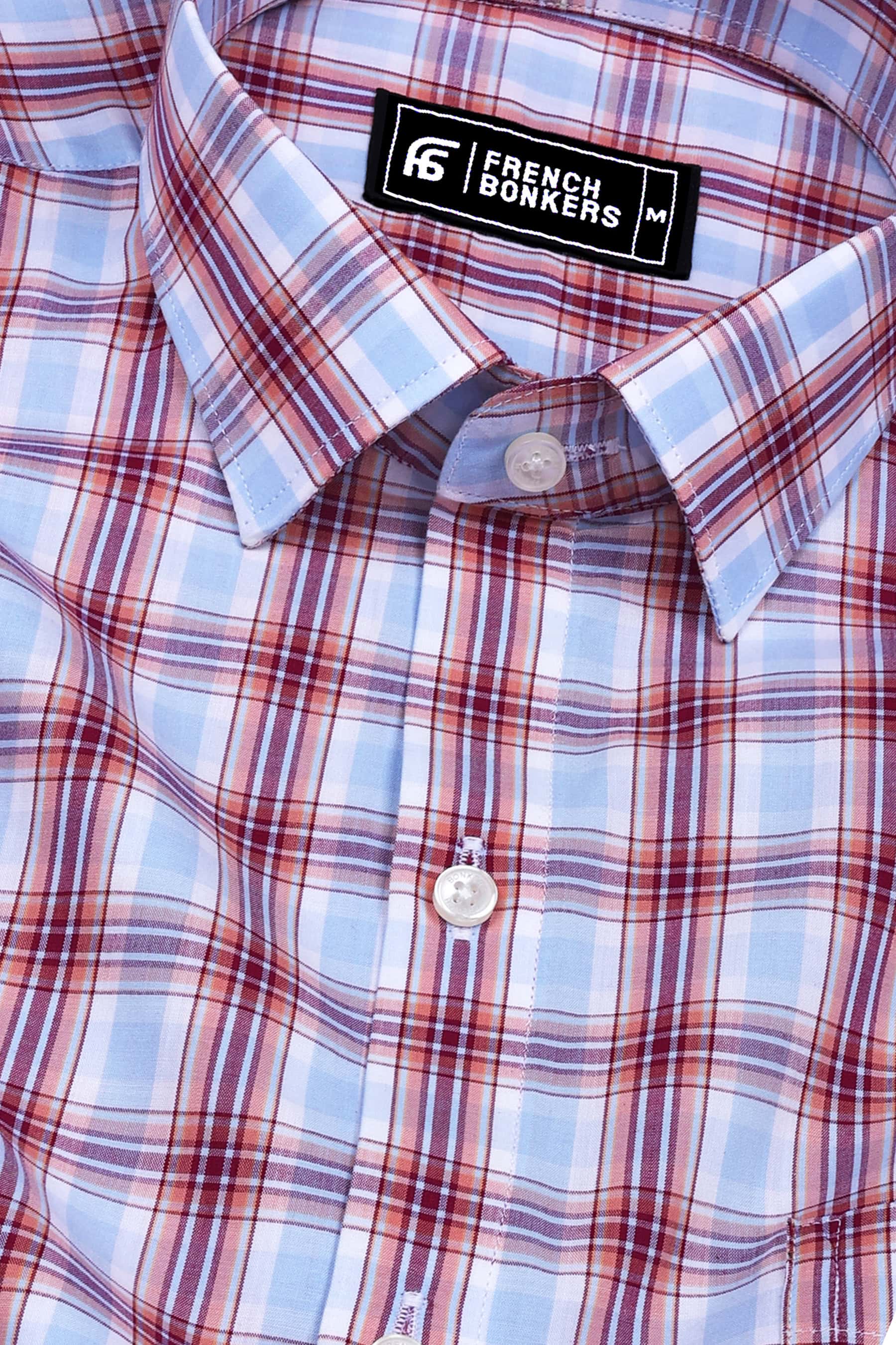 Sky Blue With Multicolor Check Cotton Shirt