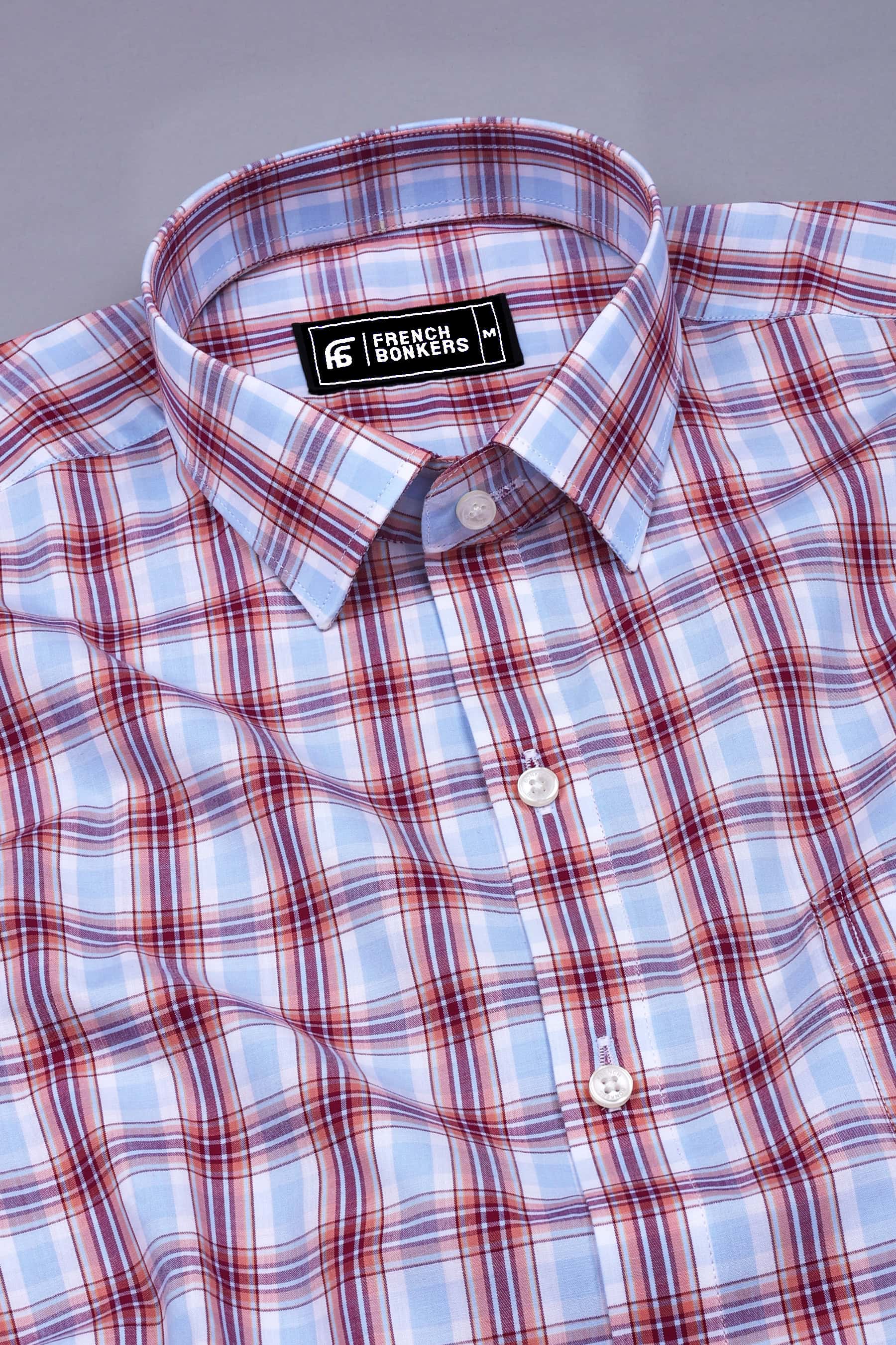 Sky Blue With Multicolor Check Cotton Shirt