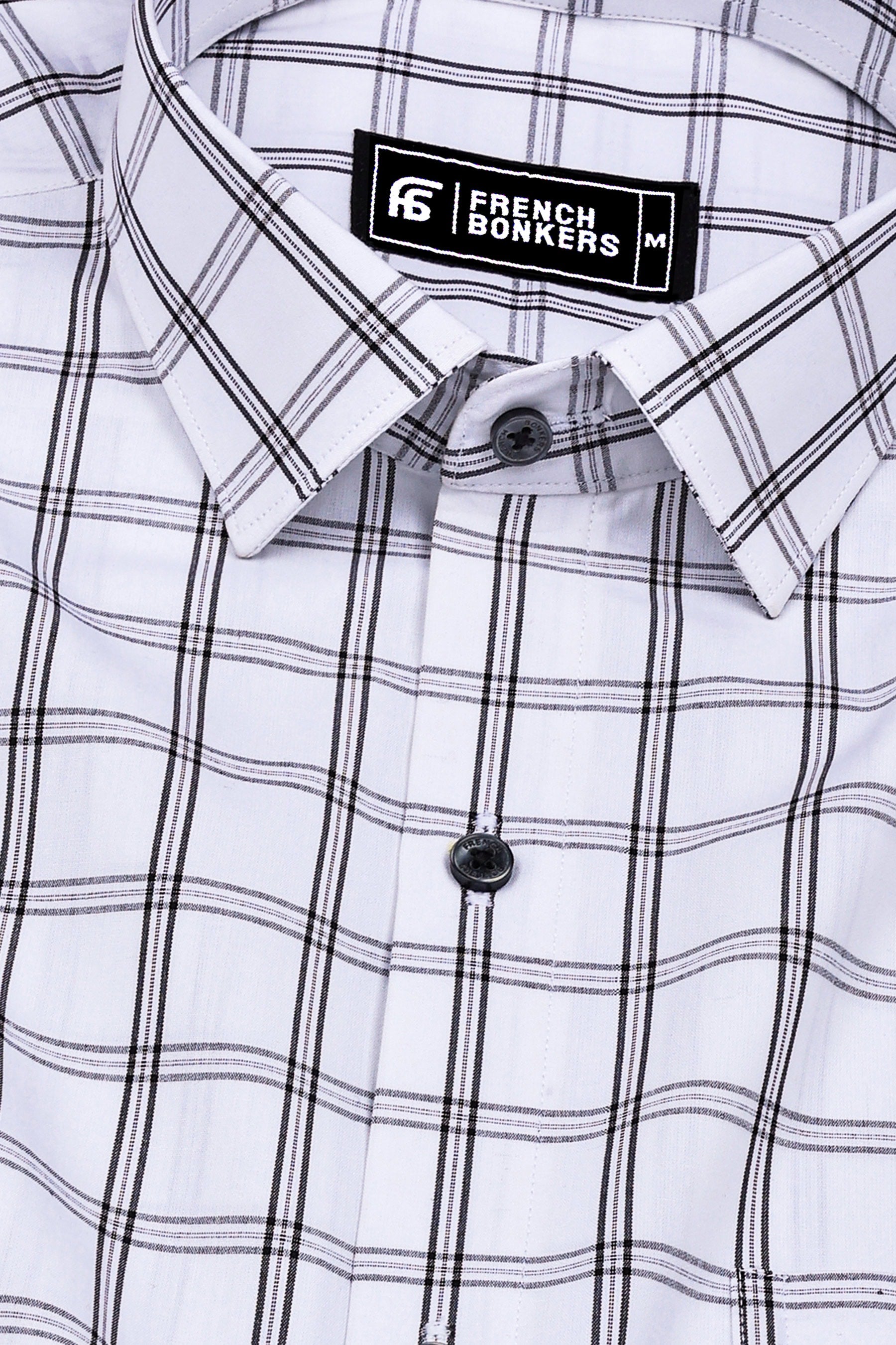 White With Black Windowpane Check Shirt