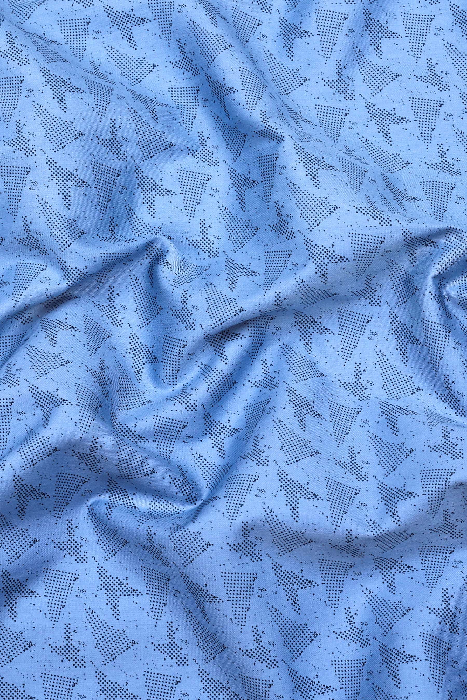 Sky Blue with Navy Blue Sprinkal Printed Cotton Shirt