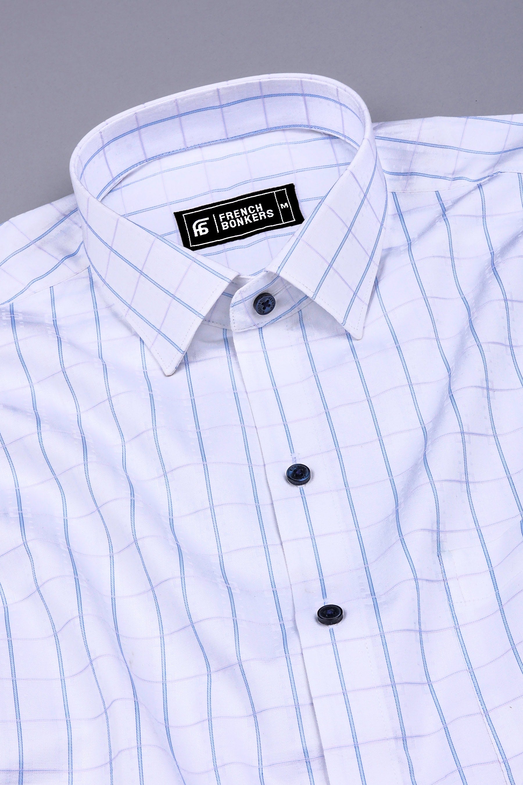 White With Blue Line Check Shirt
