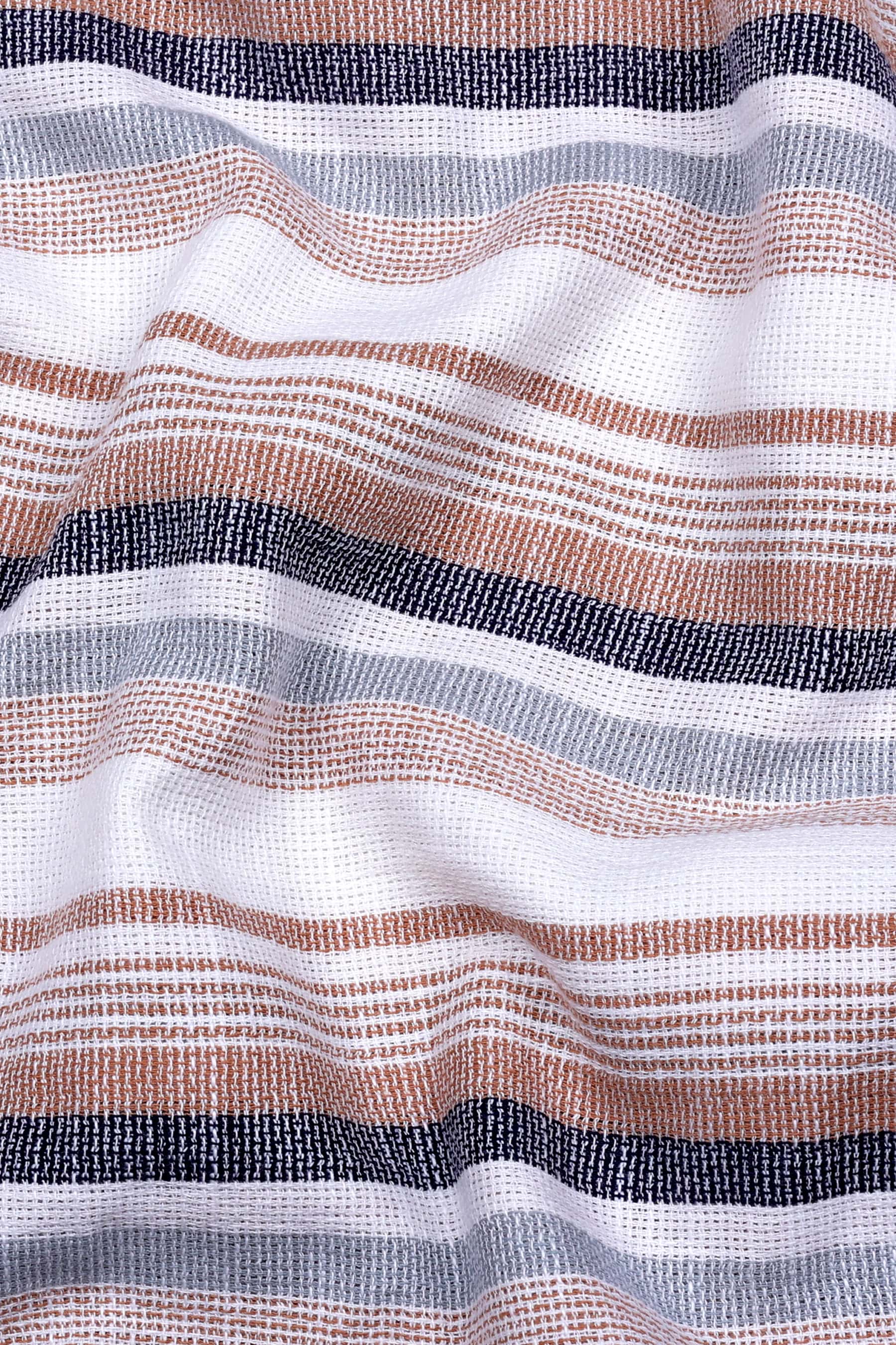 White With Cream Dobby Stripe Cotton Shirt