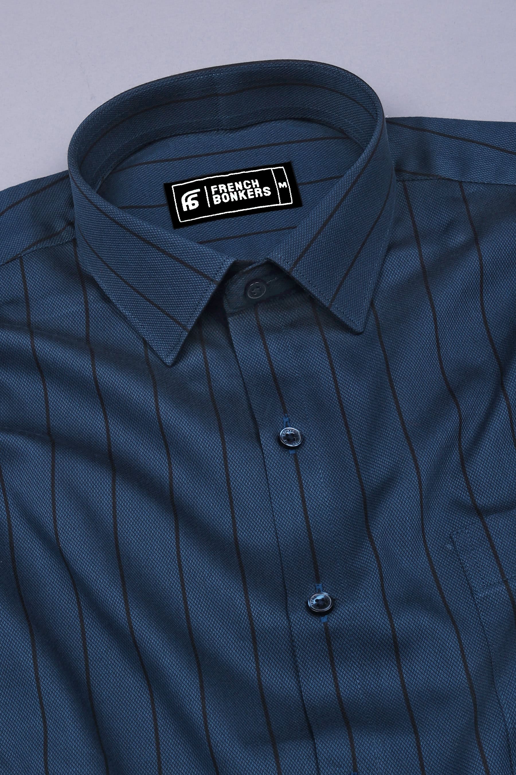 Blue With Black Border Stripe Shirt