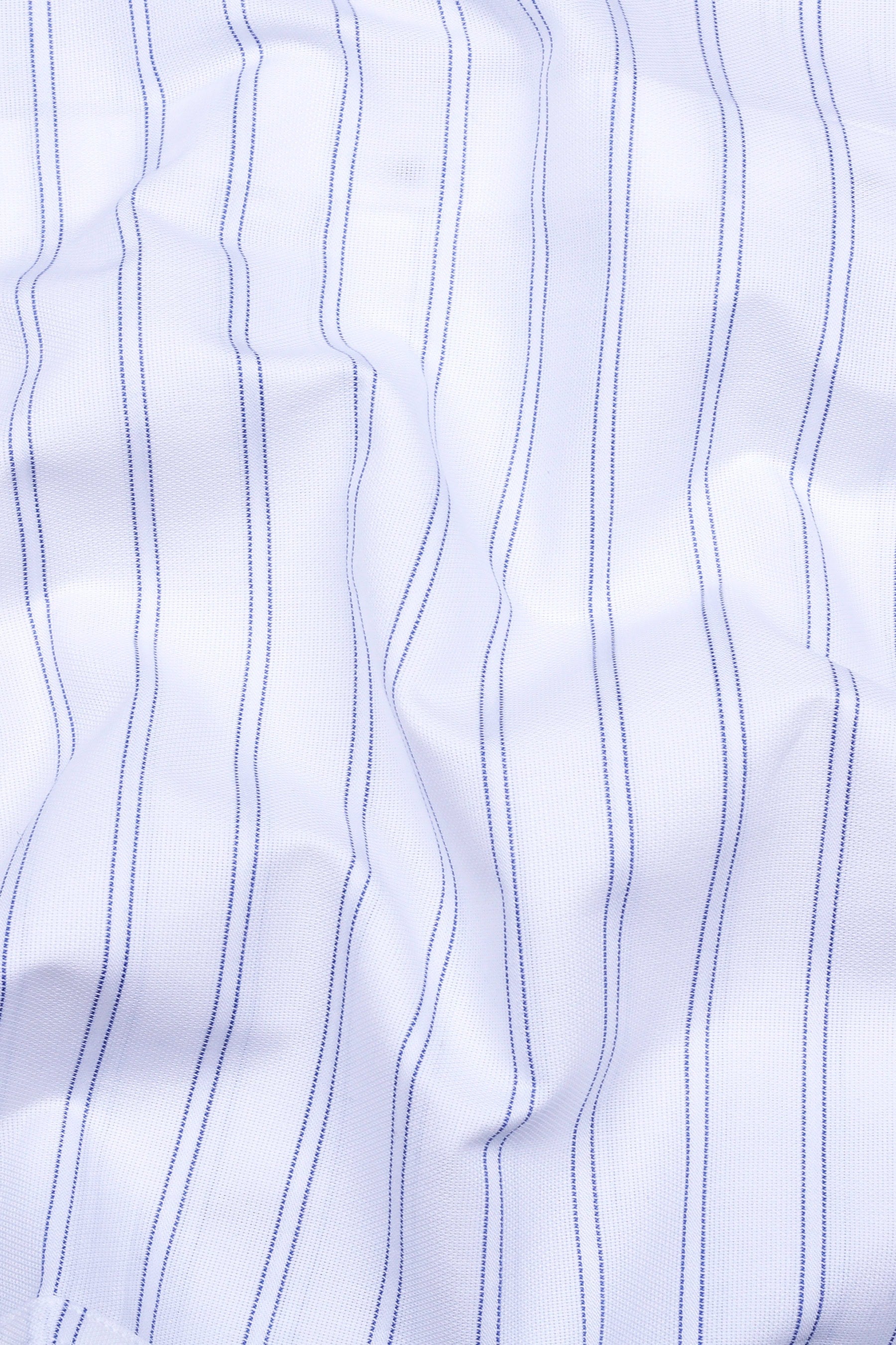 White With Blue Arglye Weft Stripe Shirt