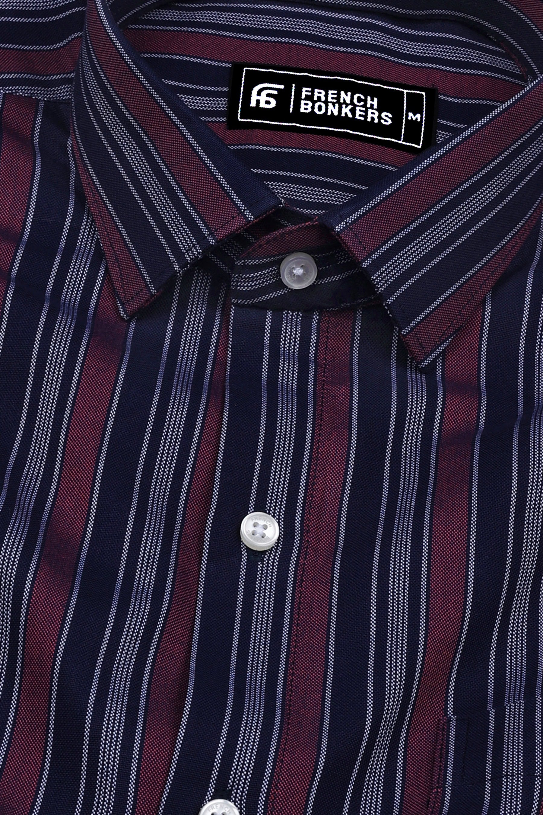 Navyblue With Red And White Stripe Cotton Shirt