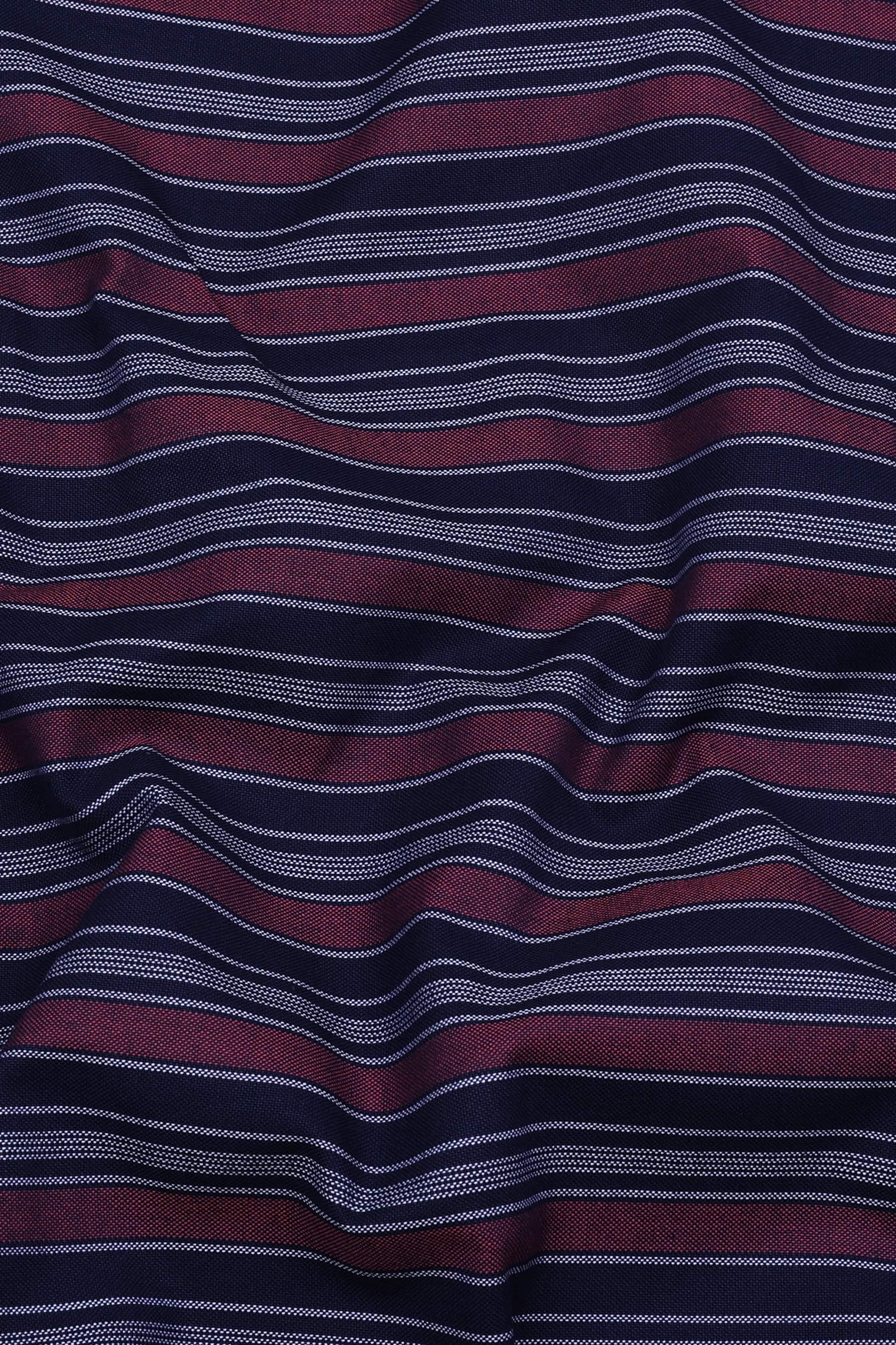 Navyblue With Red And White Stripe Cotton Shirt