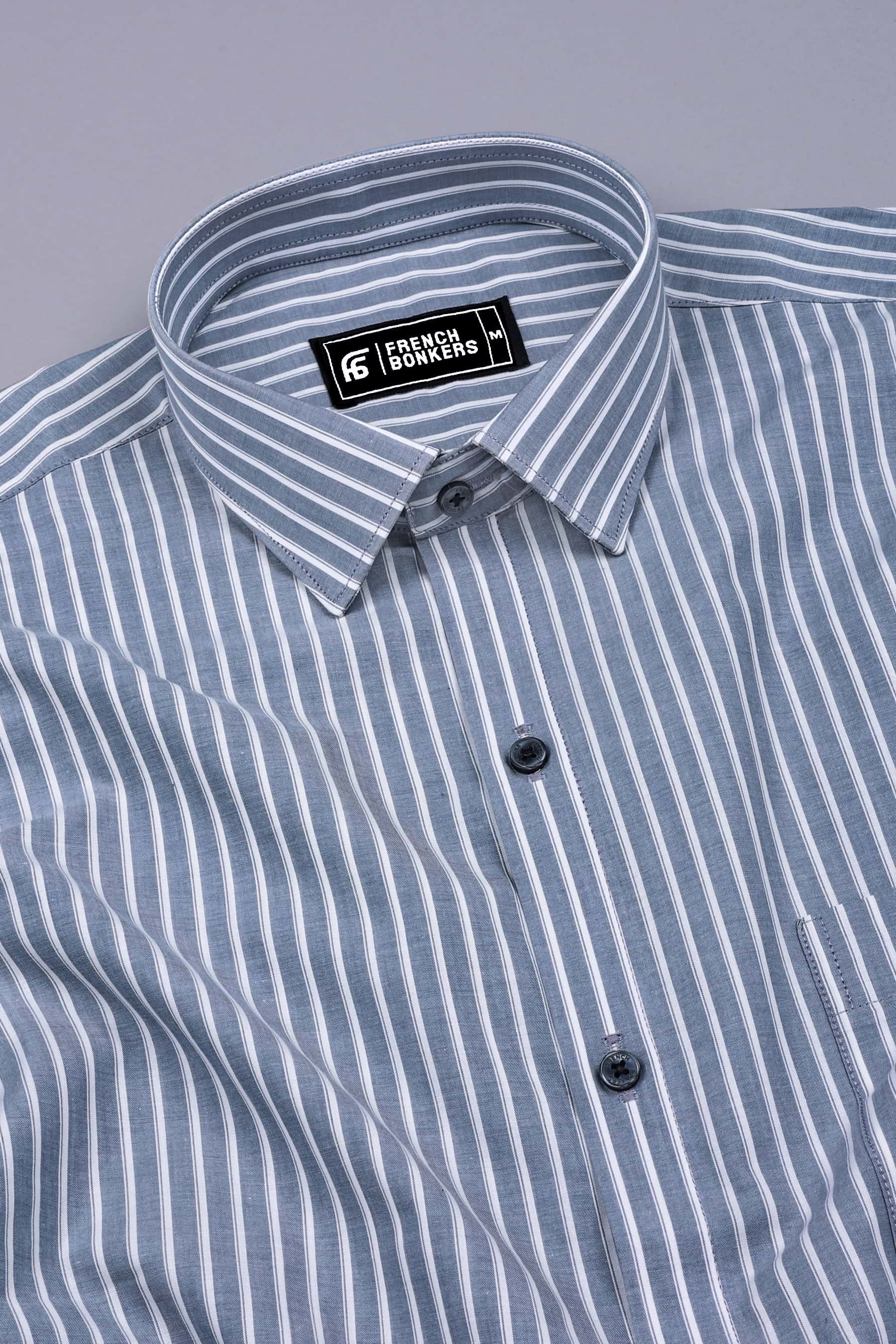 Smoke Grey With White regency Stripe Shirt