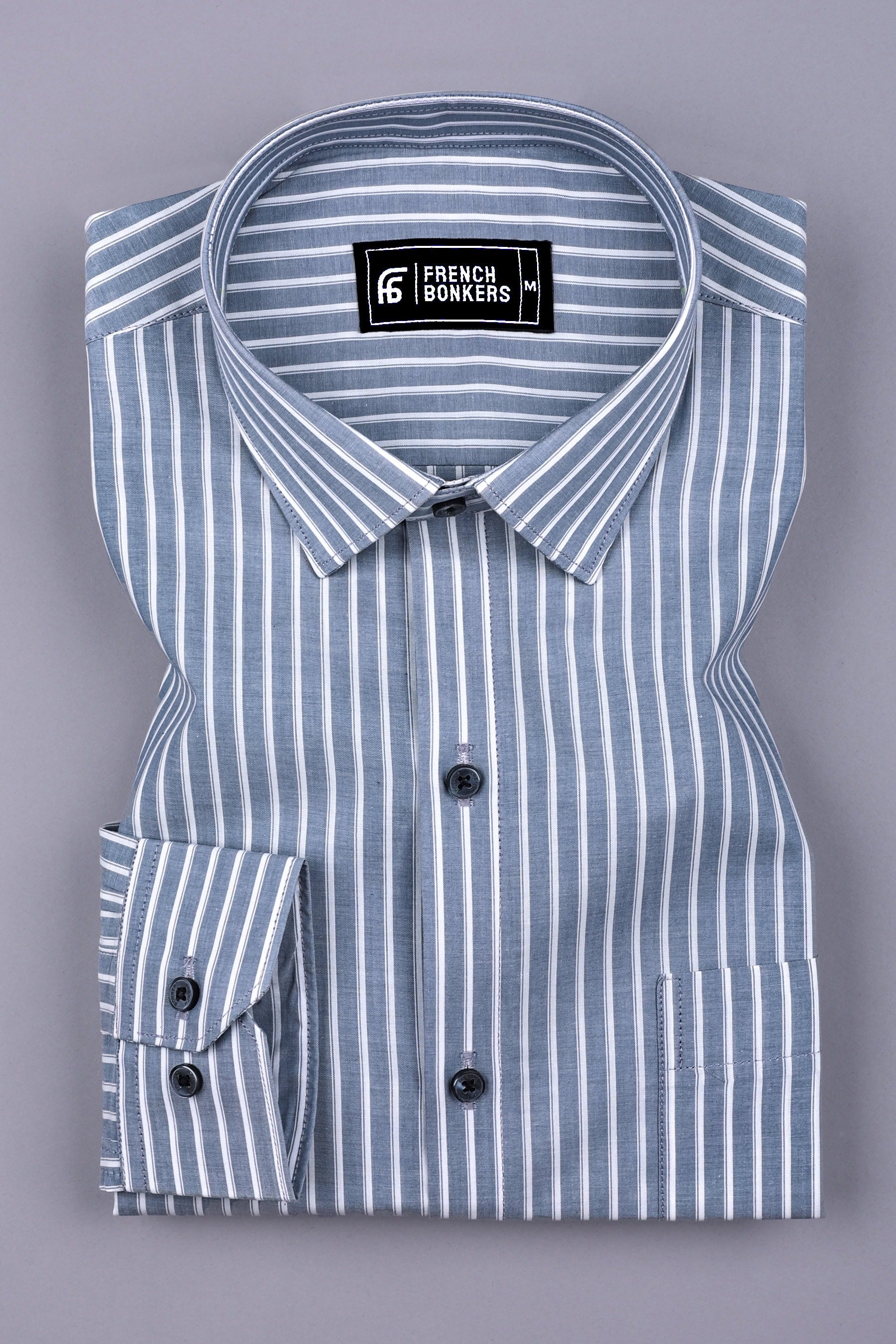 Smoke Grey With White regency Stripe Shirt