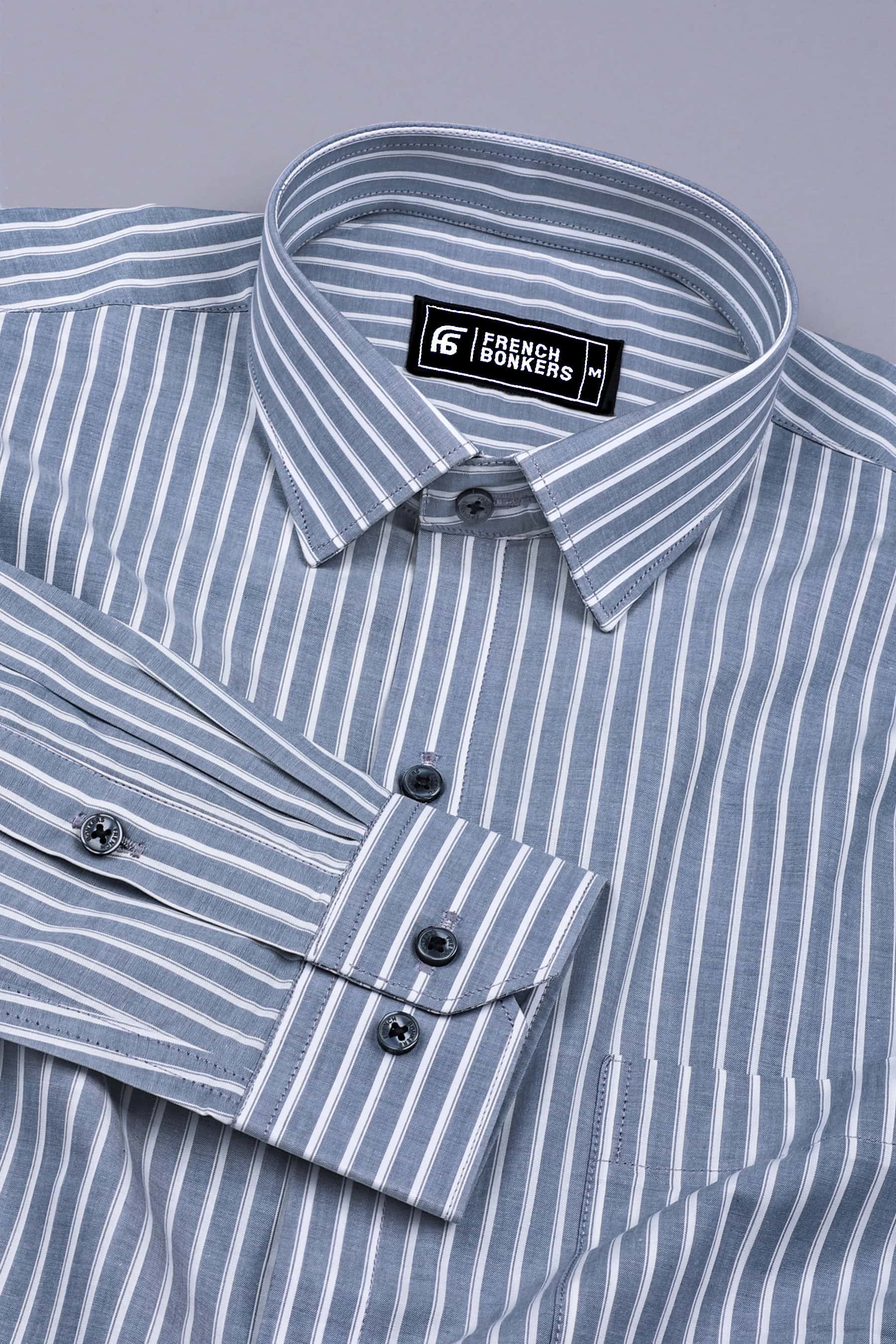 Smoke Grey With White regency Stripe Shirt