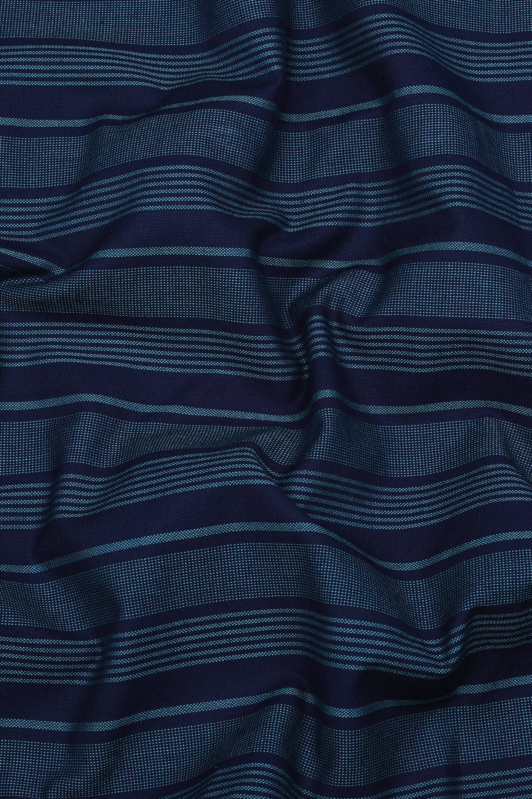 Navy Blue With Rama Green Stripe Cotton Shirt