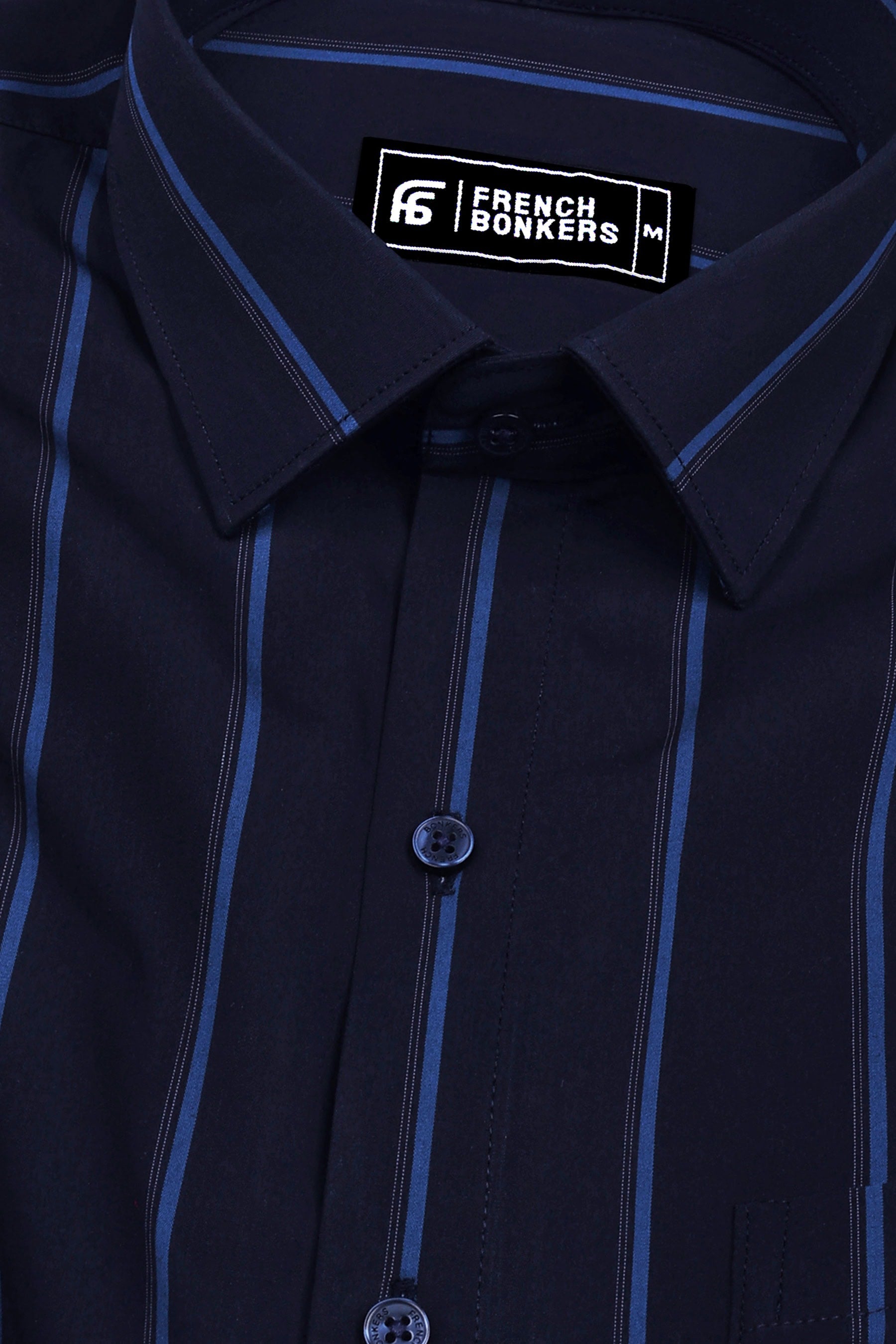 Black With Blue Stripe Cotton Shirt