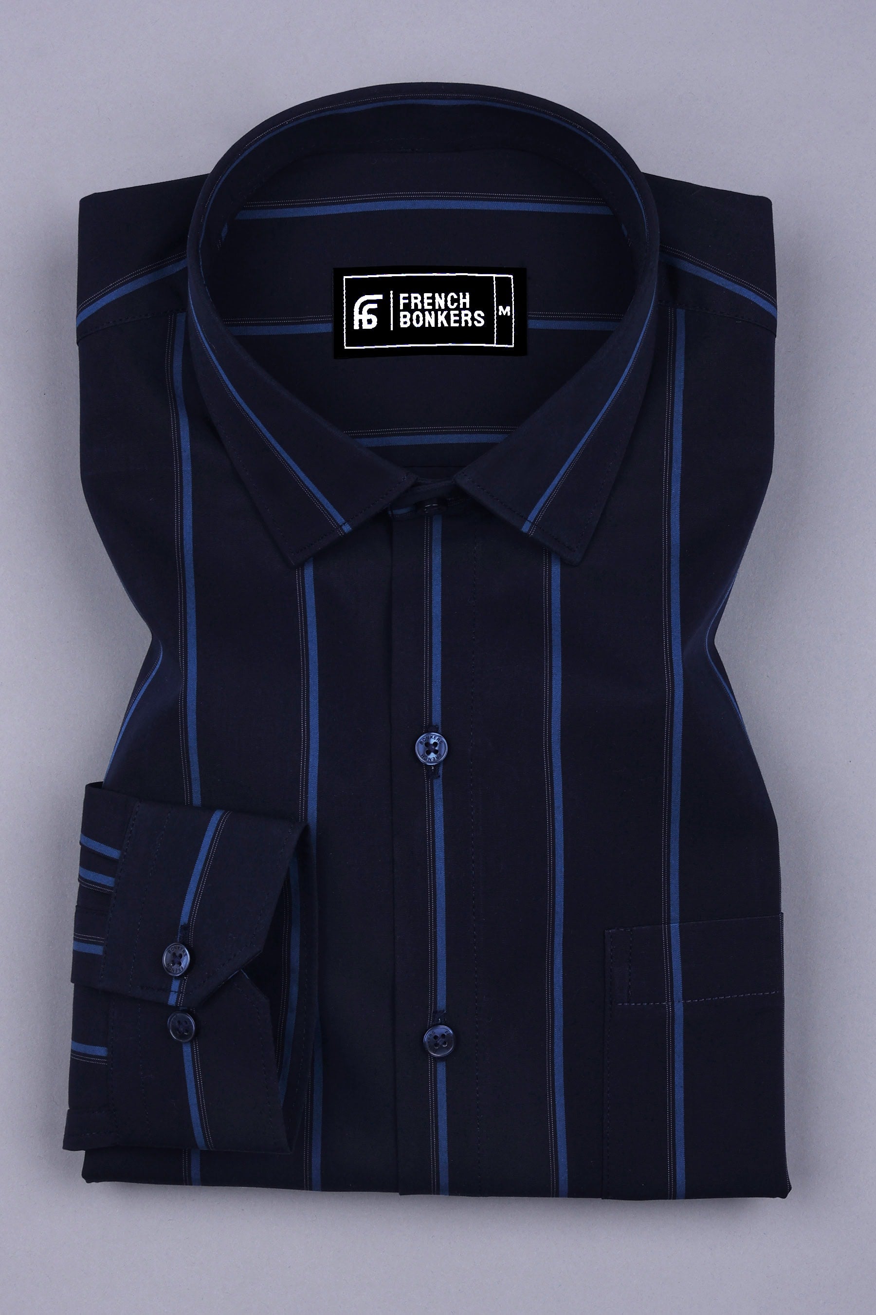 Black With Blue Stripe Cotton Shirt