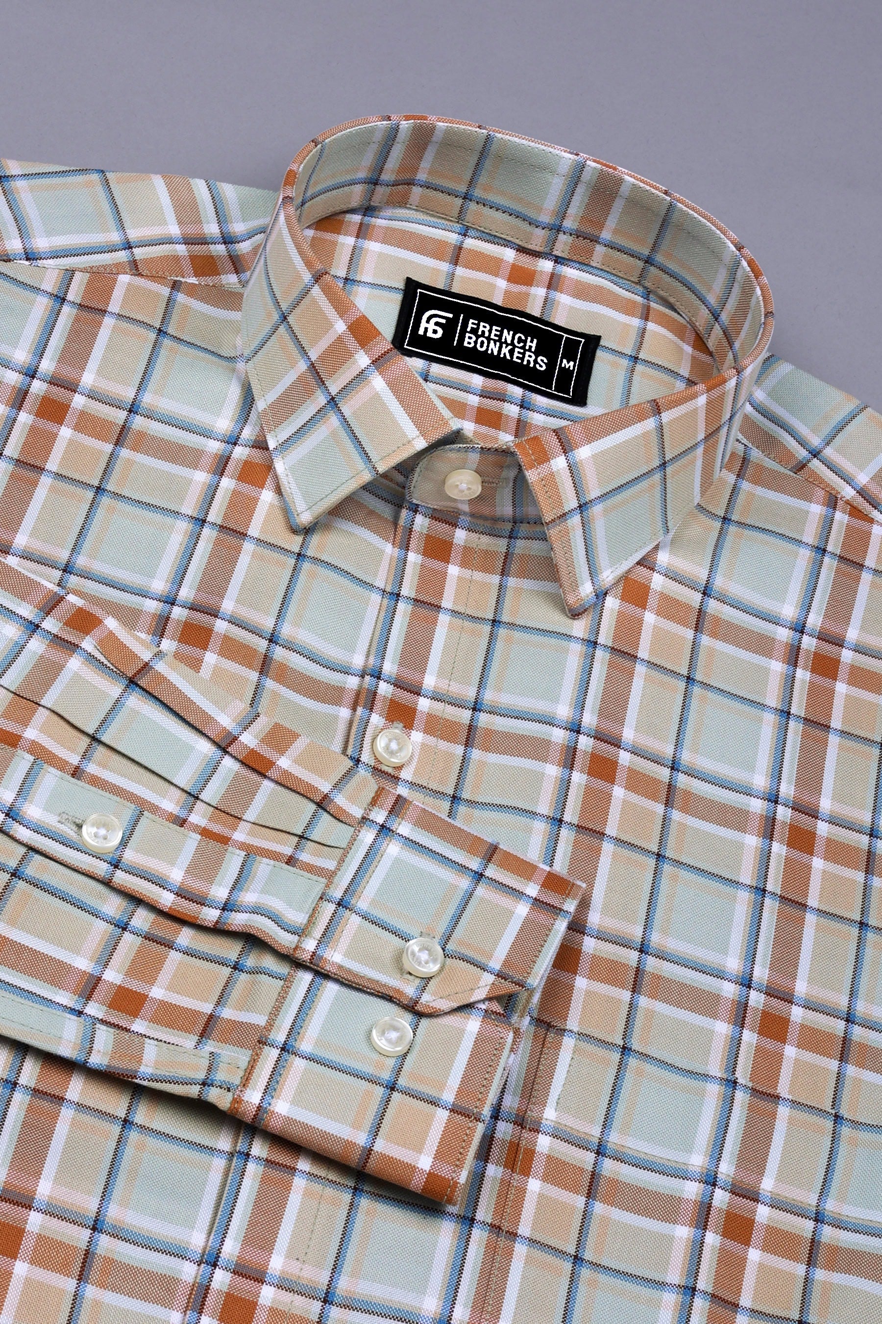 Cream With Brown Check Shirt