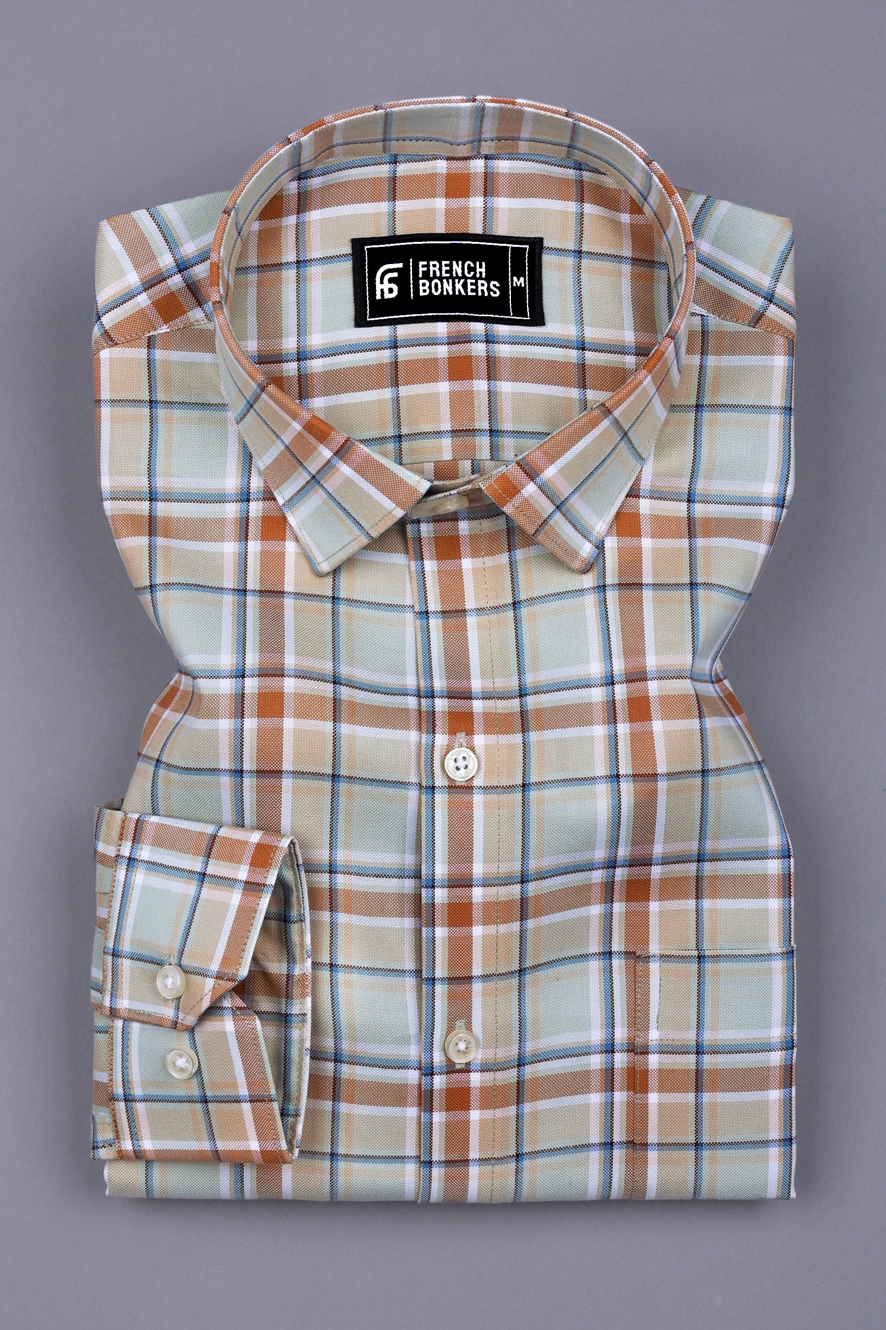 Cream With Brown Check Shirt