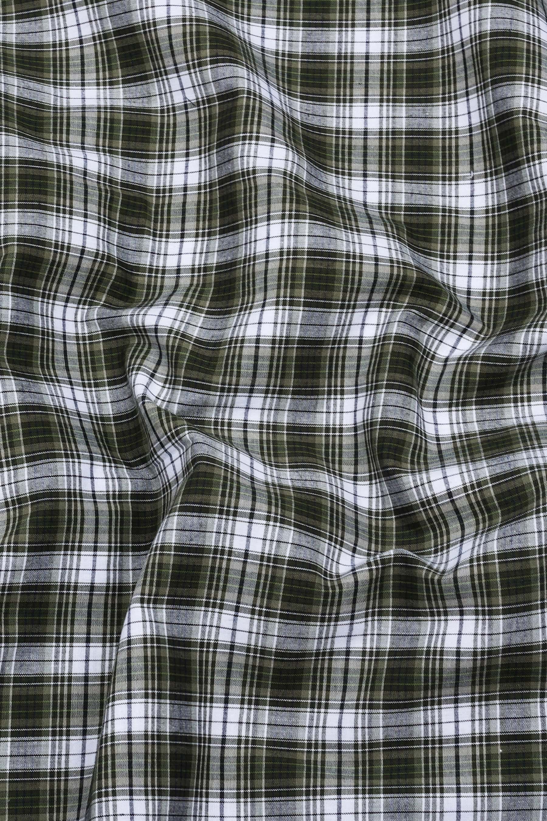 Green With White Check Shirt