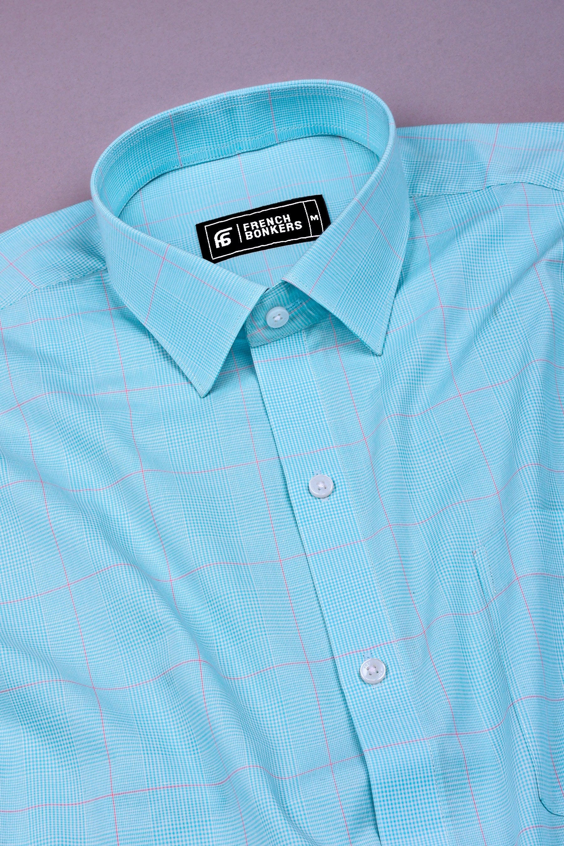 Arctic Blue With Pink Mini Check Shirt