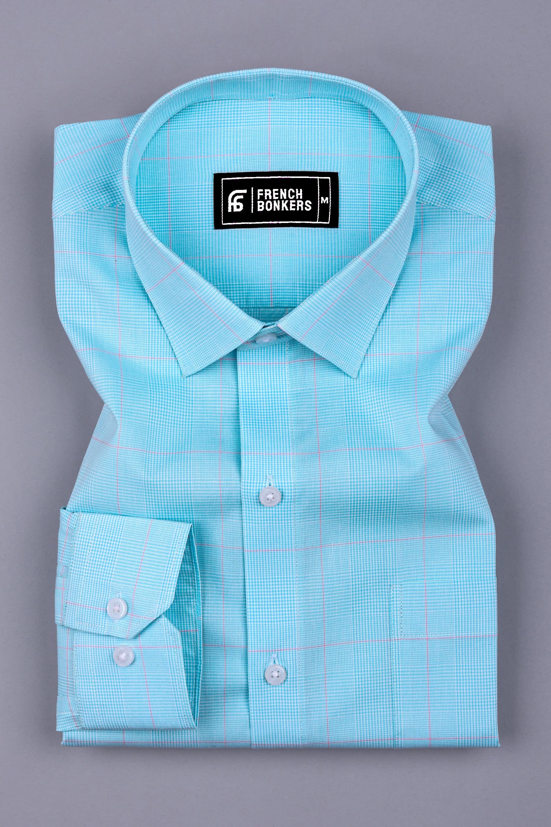 Arctic Blue With Pink Mini Check Shirt