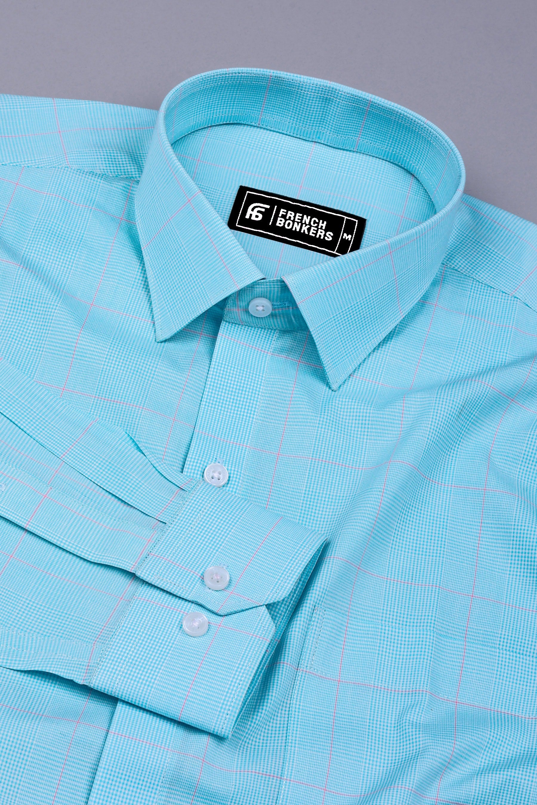 Arctic Blue With Pink Mini Check Shirt