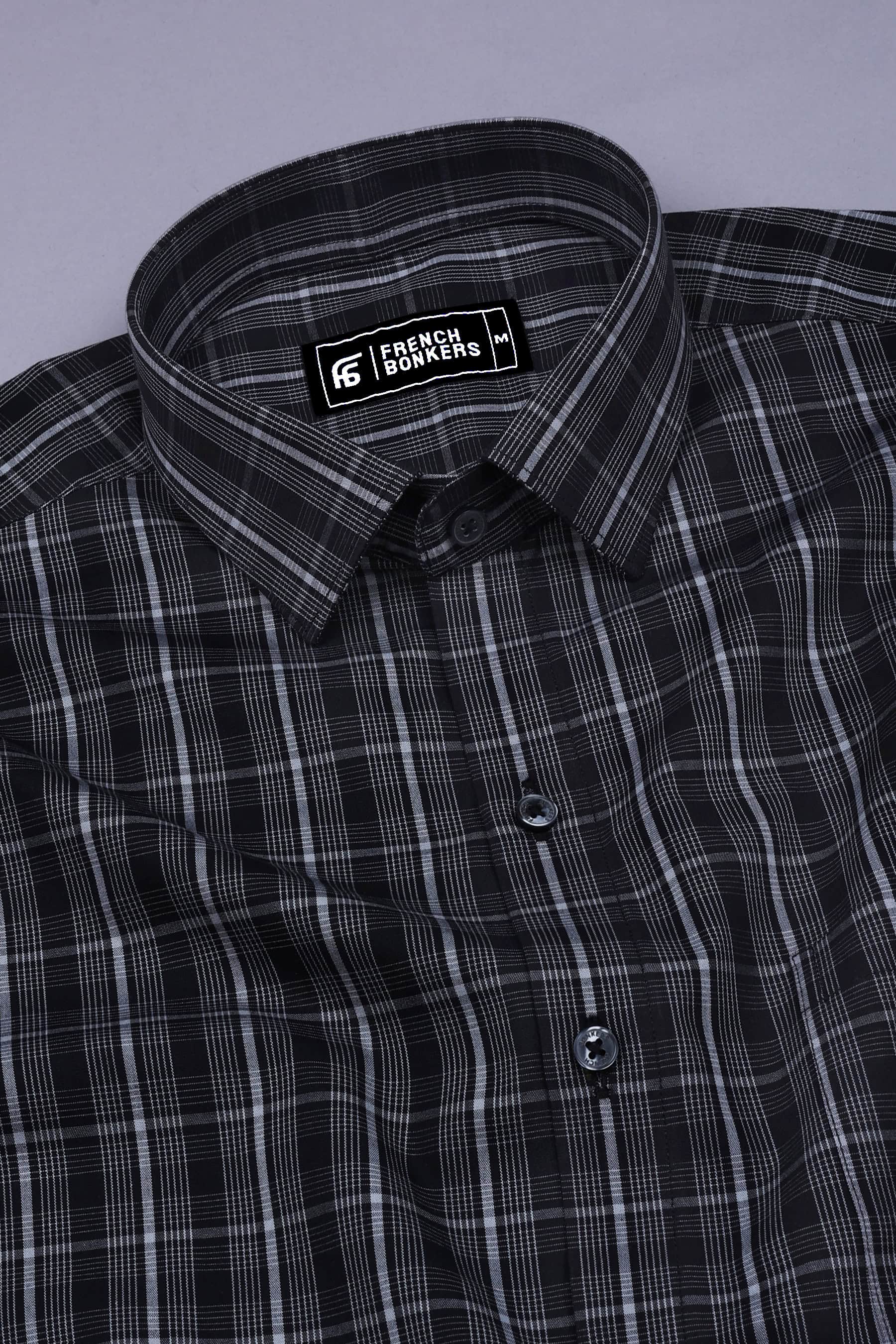 Black With White Line Check Shirt