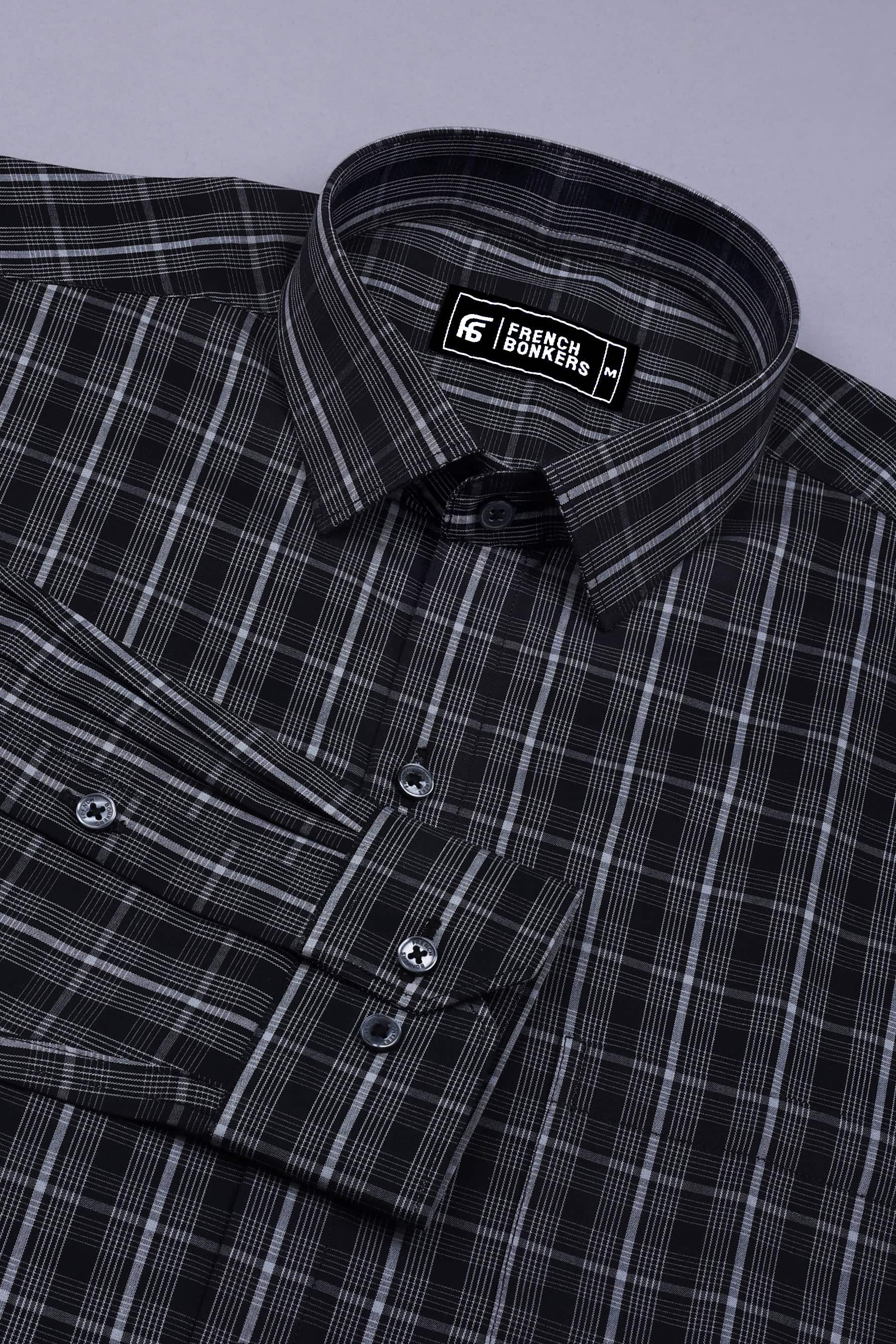 Black With White Line Check Shirt