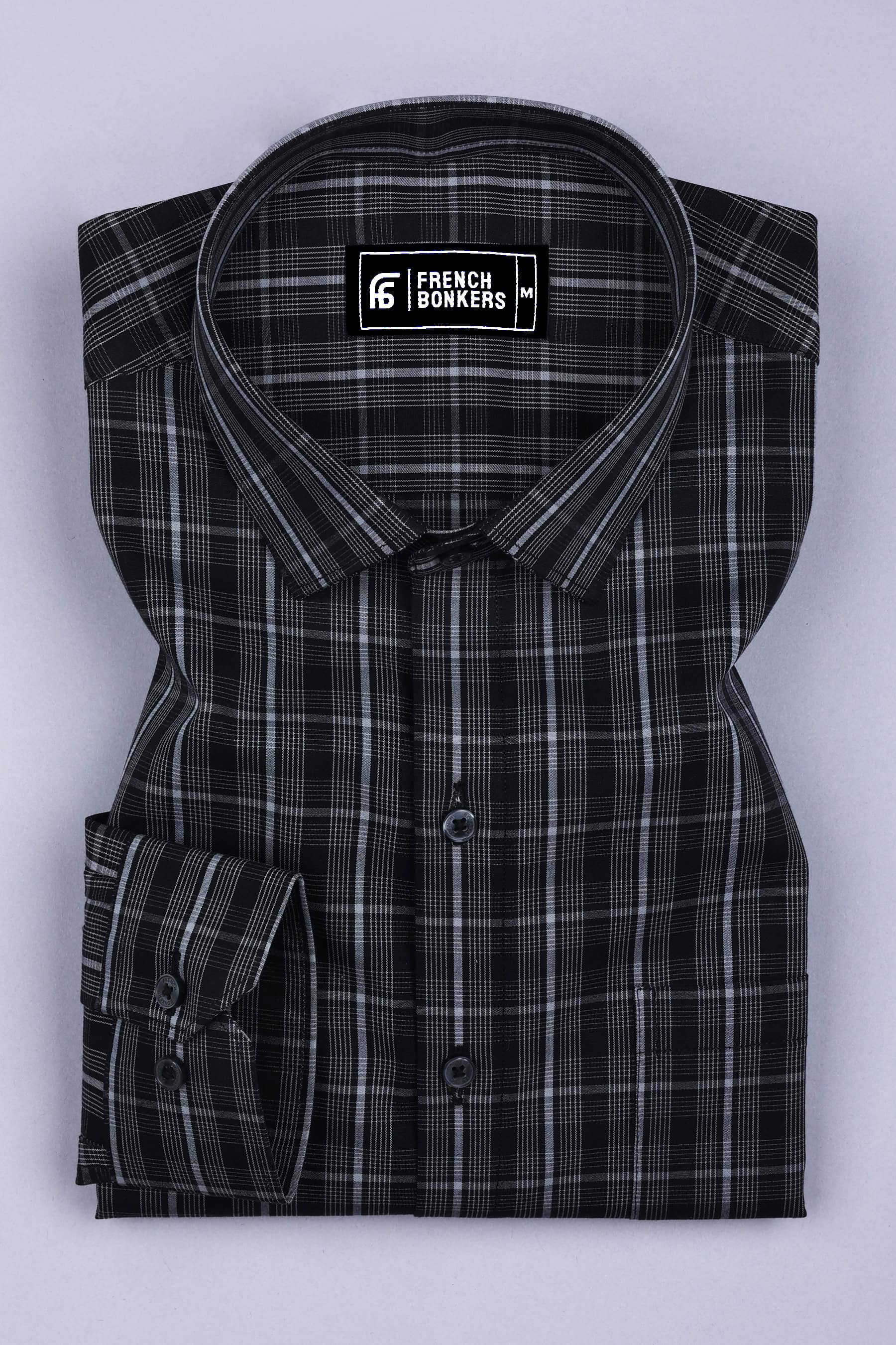 Black With White Line Check Shirt