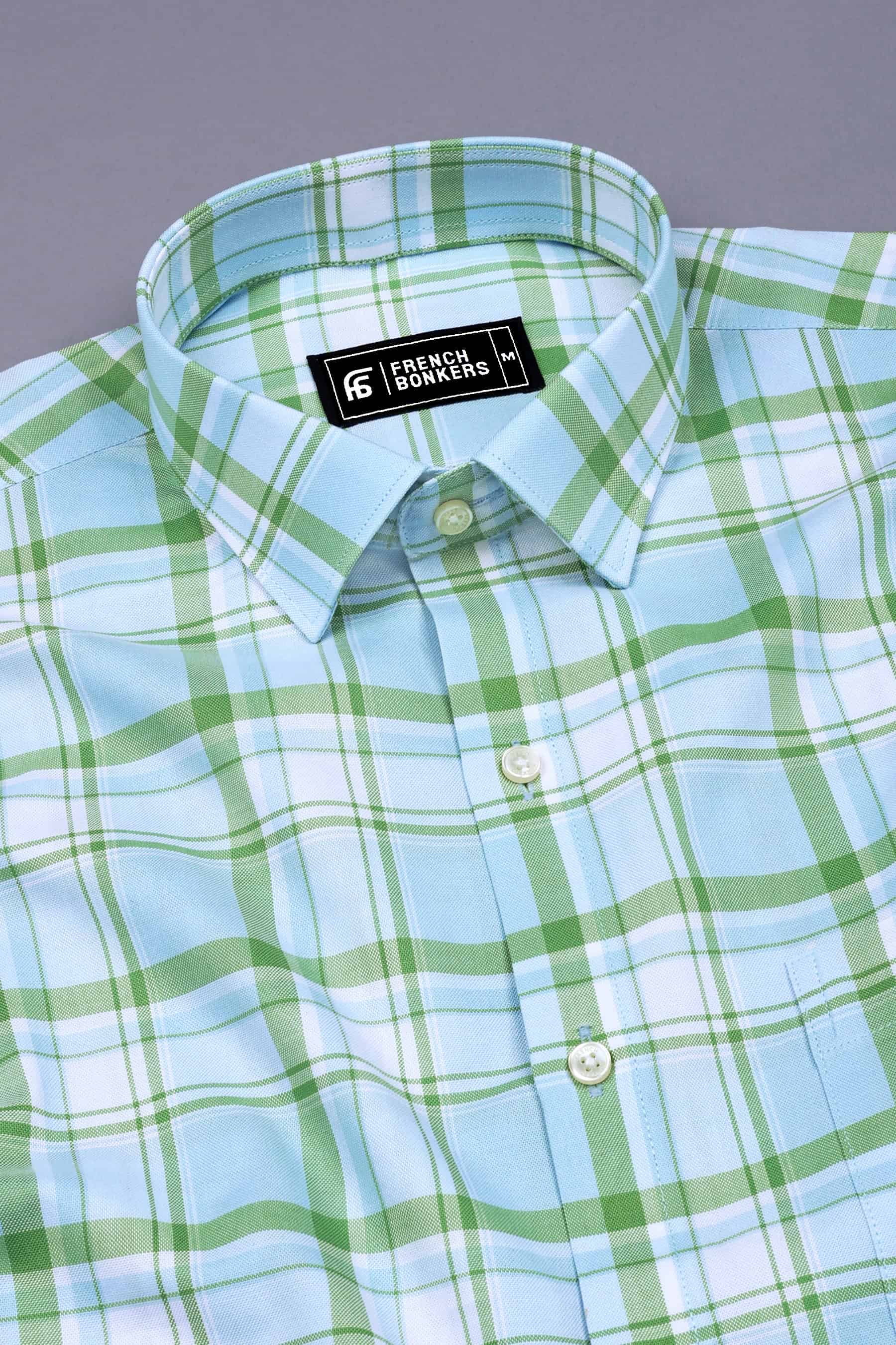 Green With Blue Windowpane Check Shirt