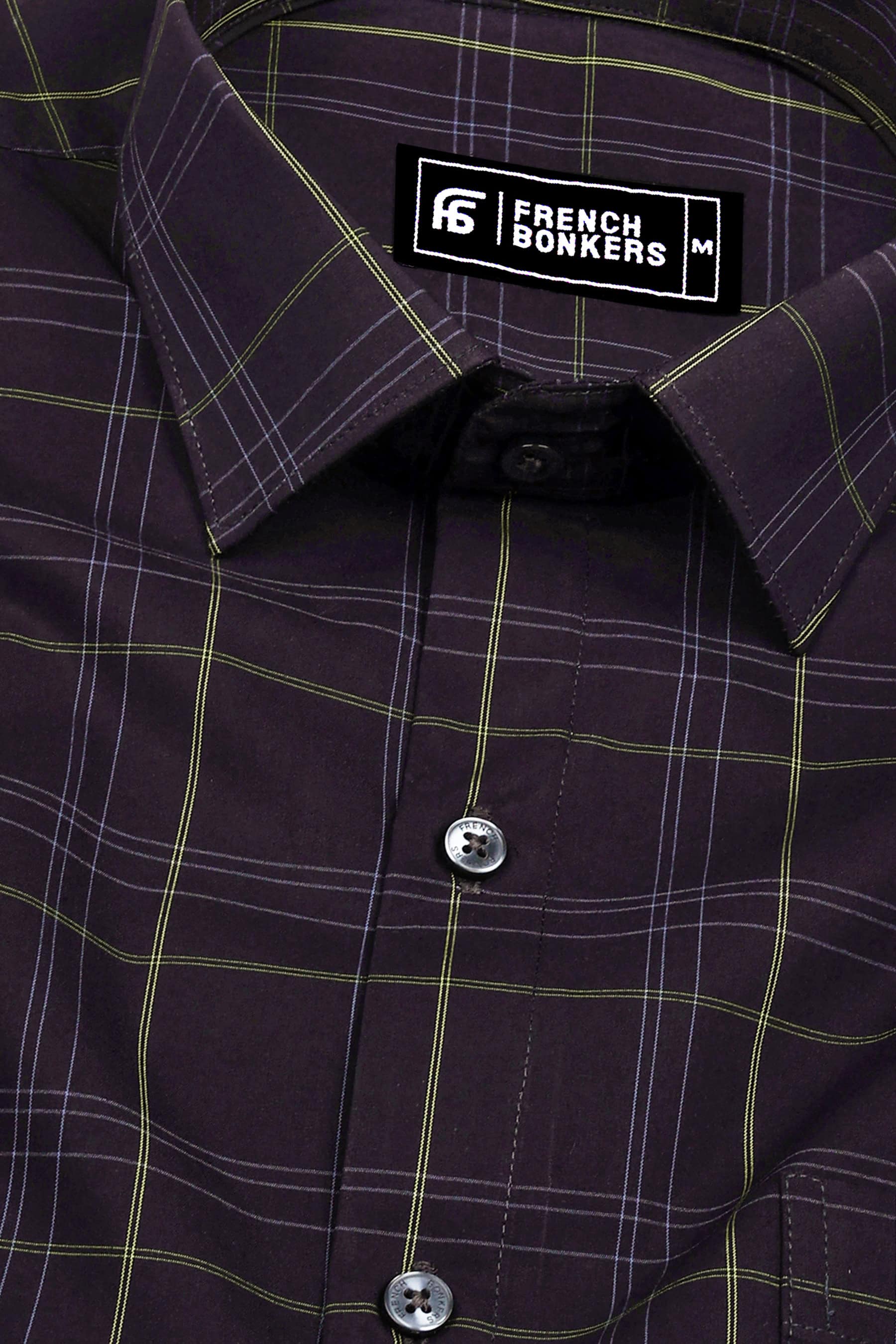 Blue with white pin check cotton shirt