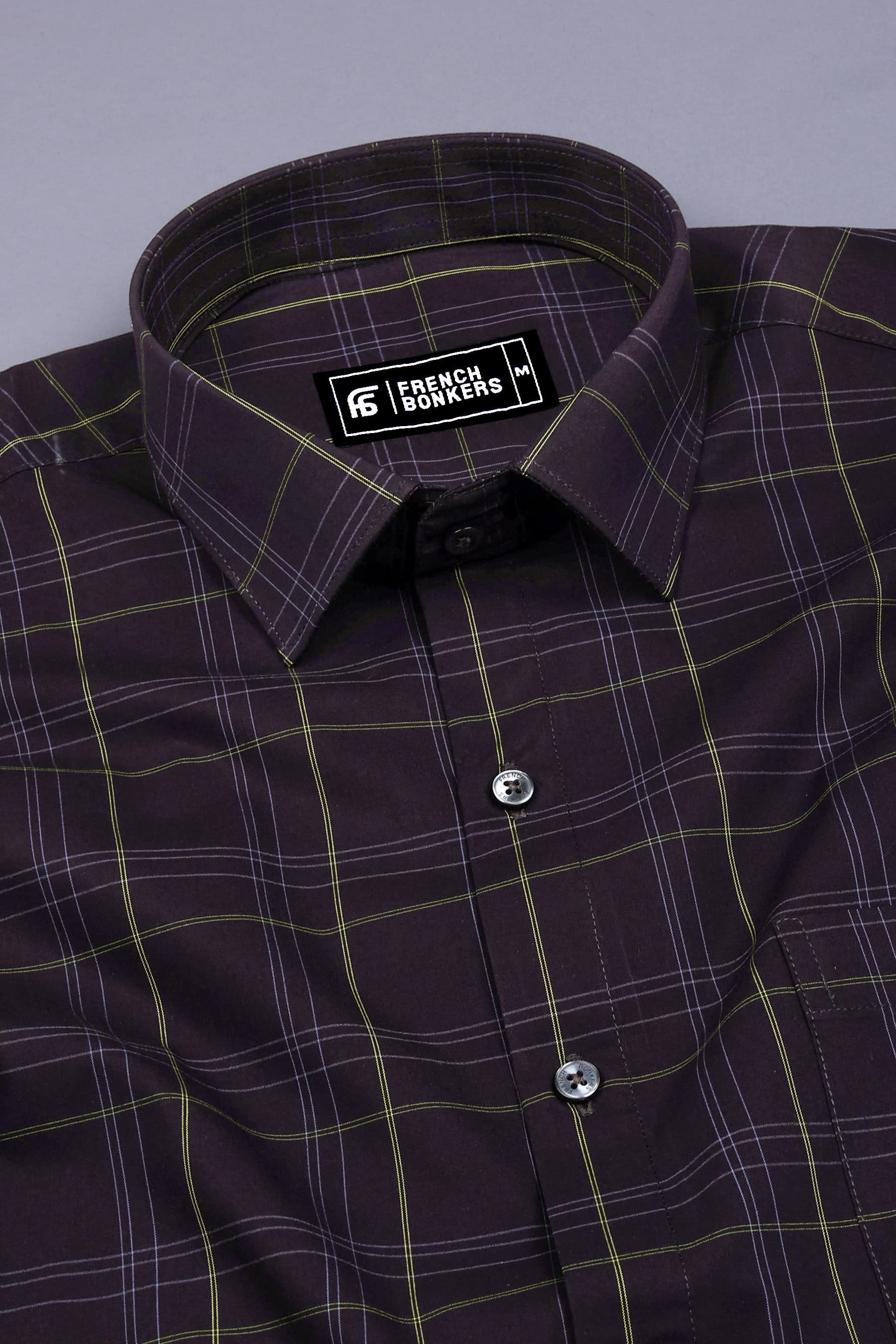 Blue with white pin check cotton shirt