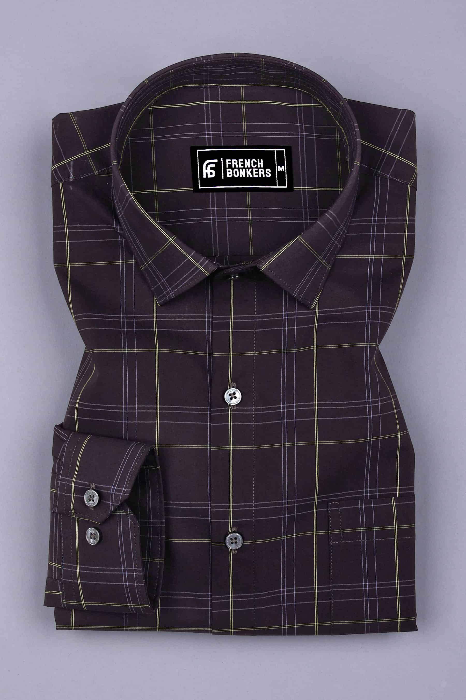 Blue with white pin check cotton shirt