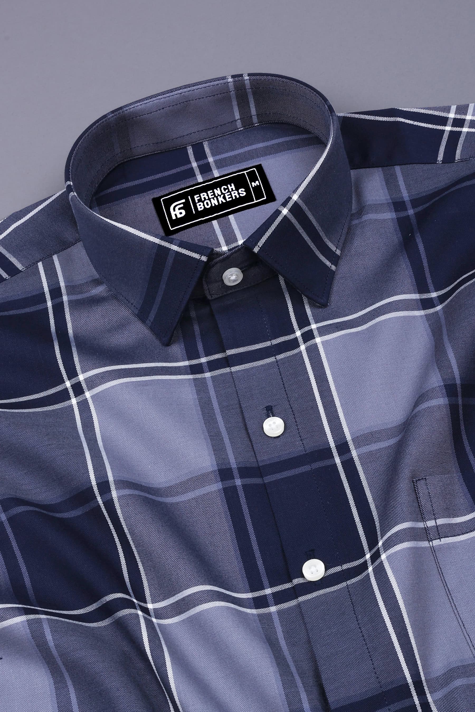 Galaxy Blue with Grey Twill Check Shirt